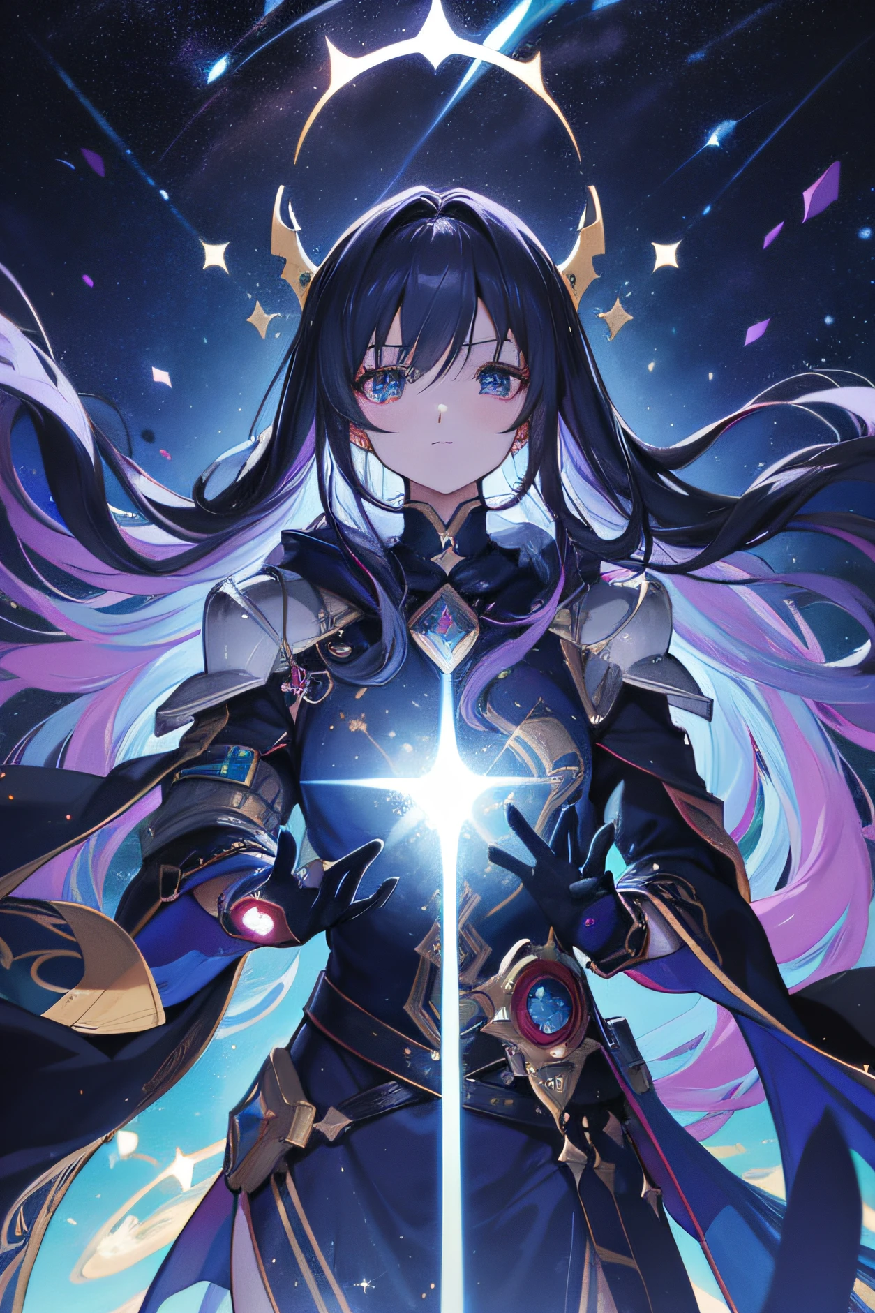 cosmic space, Deusa Estelar, pele formada por estrelas, Criatura Celestial, ser divino, made of dark matter, epic pose, Legendary pose, controlando astros, estrelas, Planetas.