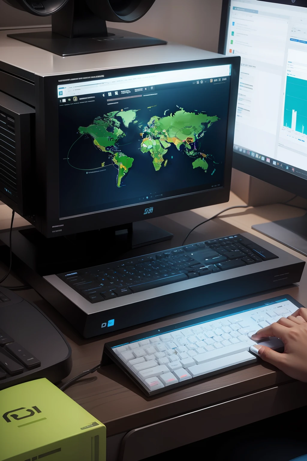 varias pessoas reais em varias telas de computadores