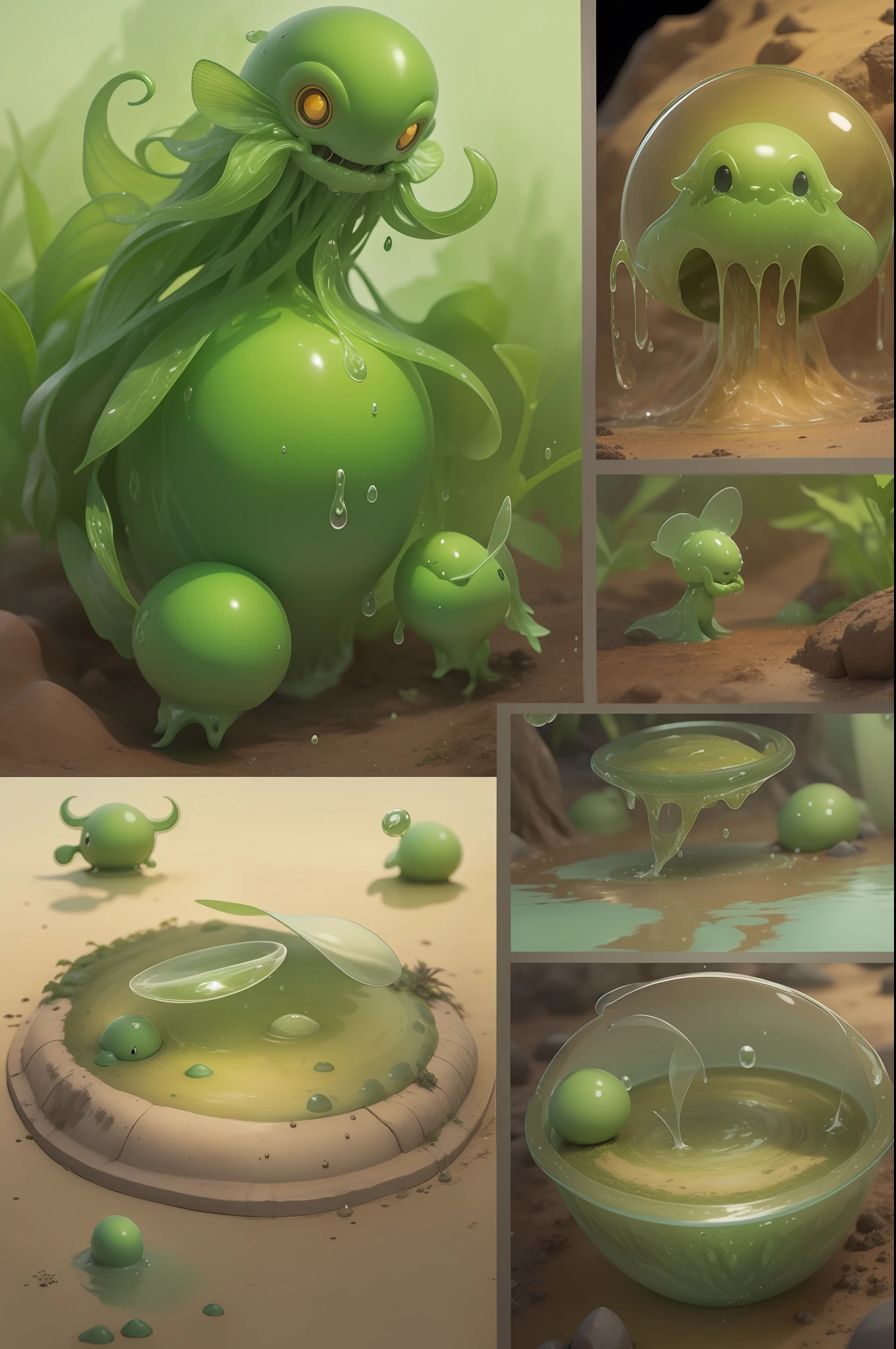 slimes（mud ground），This is a fictional creature，Often appears in modern video games and fantasy novels,Its popular image is in jelly-like or semi-liquid form、The body is opaque or translucent、You can convert shapes、Monsters capable of splitting or fusing，Even in the otherworldly adventure genre of the sword & sorcerous, This is a rather special and striking presence