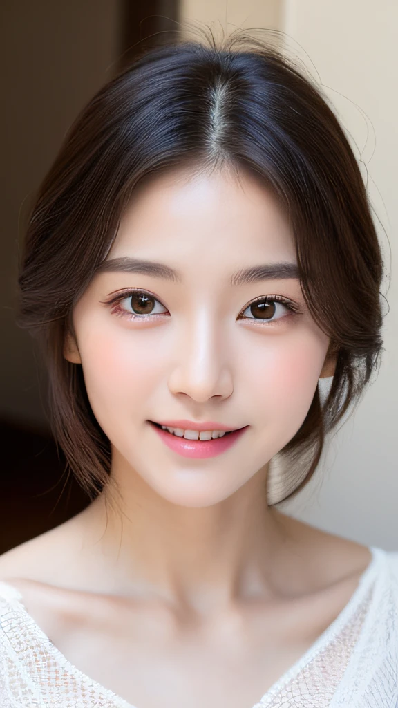 ((Best Quality, 8K, Masterpiece: 1.3)), 1girl, Slim Abs Beauty: 1.3, (Hairstyle Casual, Big Breasts: 1.2), Dress: 1.1, Super Fine Face, Delicate Eyes, Double Eyelids, Smile, Home