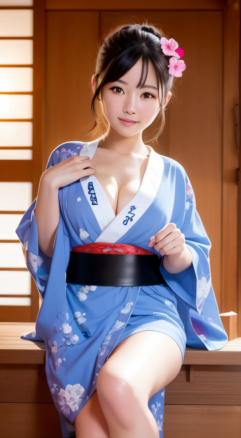 top-quality、masterpiece、ultra res、cute girl face、Onsen inn、Wearing a yukata、full bodyesbian、Famous actresses of Japan、very beautif、A sexy