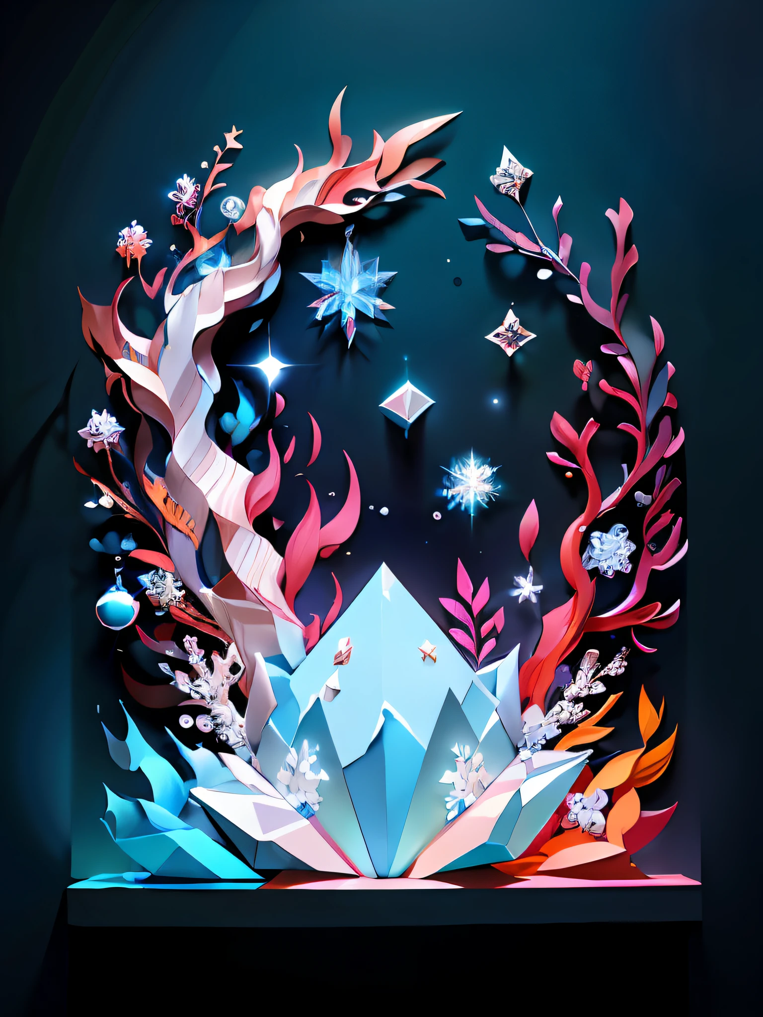 (((tmasterpiece))),best qualtiy,illustratio,icey,Eau,crystal,diamond,the space,solid,paper_cut,