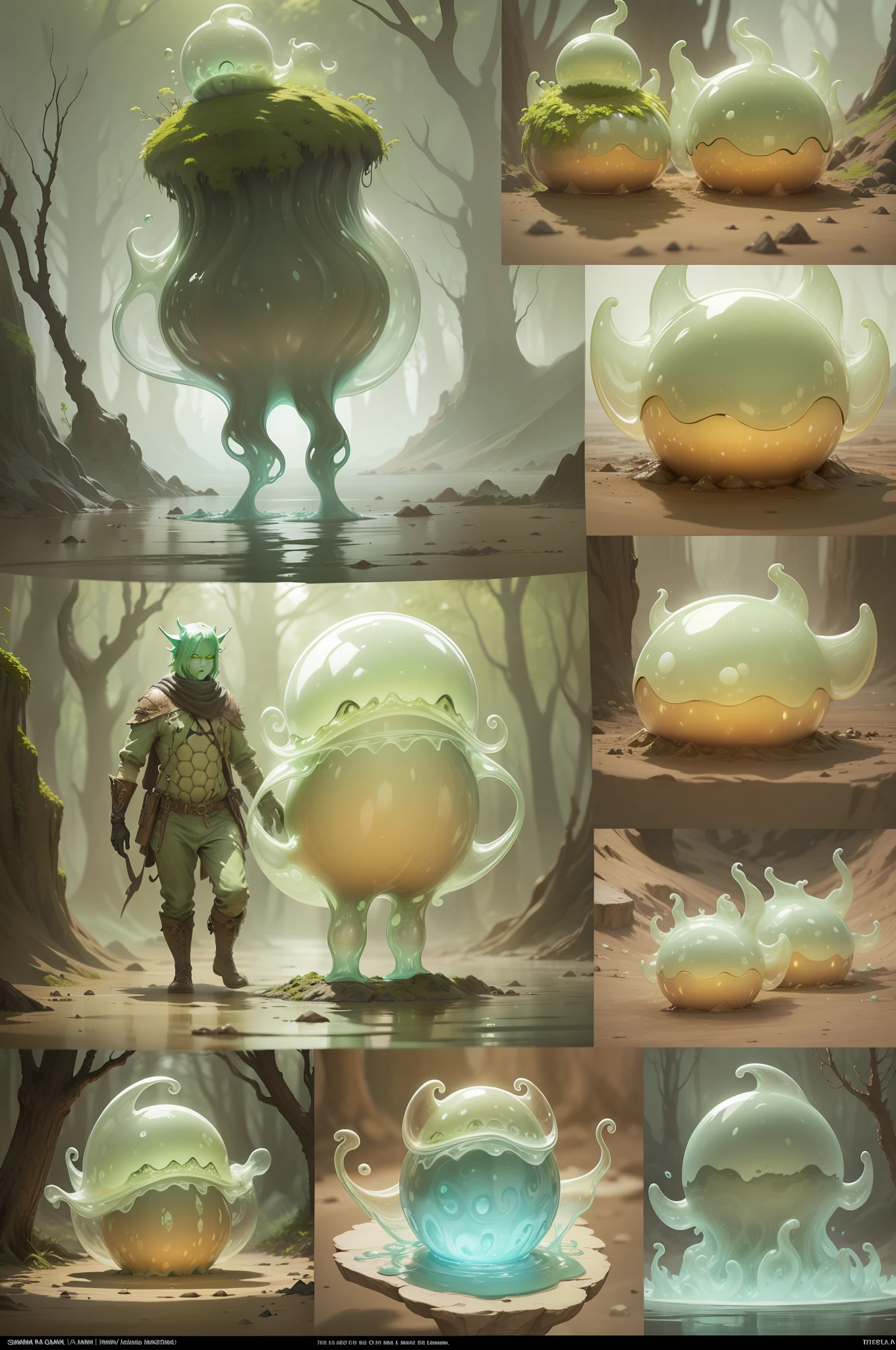 slimes(mud ground),This is a fictional creature,Often appears in modern video games and fantasy novels,Its popular image is in jelly-like or semi-liquid form、The body is transparent or translucent、You can convert shapes、Monsters capable of splitting or fusing,Even in the otherworldly adventure genre of the sword & sorcerous, This is a rather special and striking presence