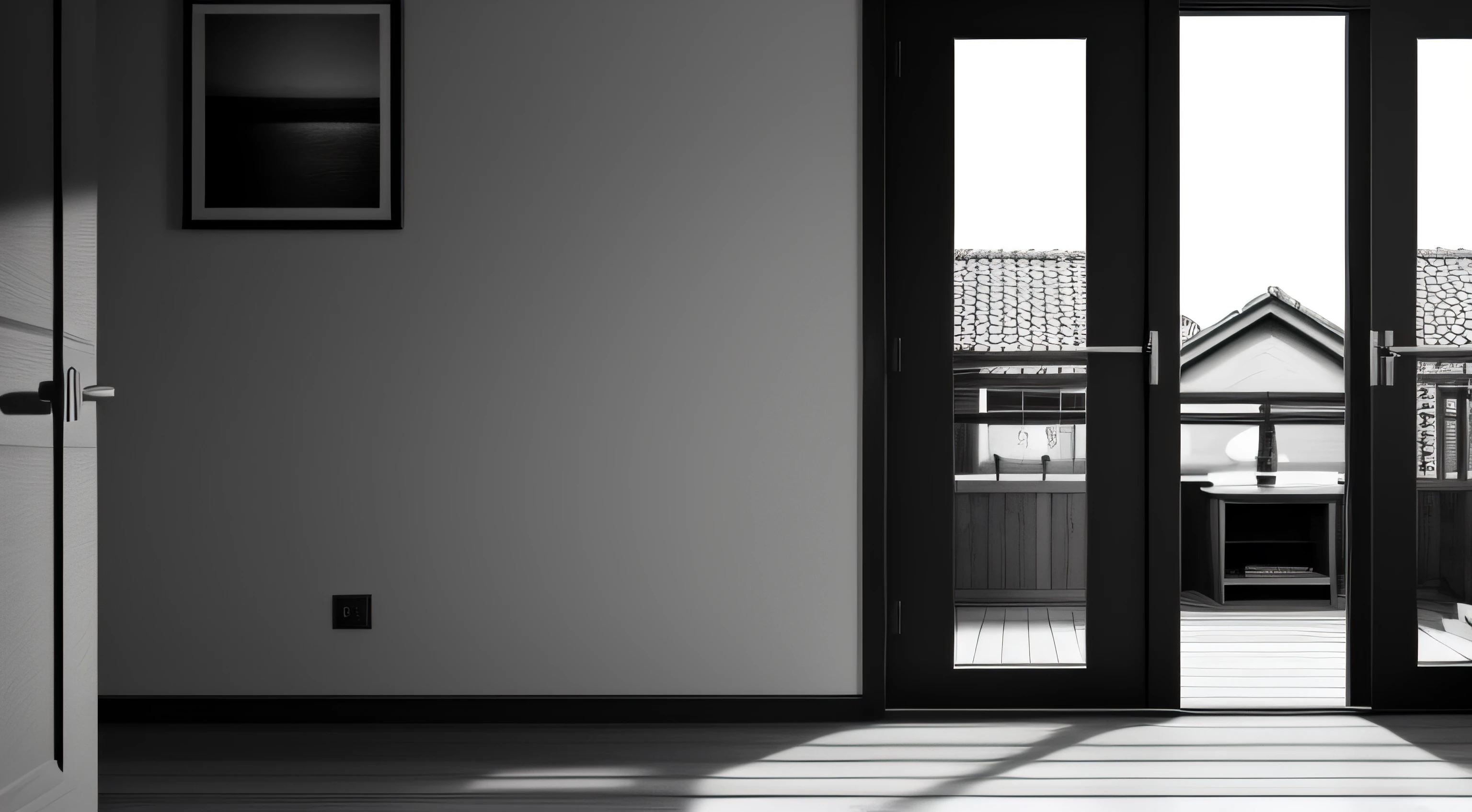 background inside a house, grayscale, blurred