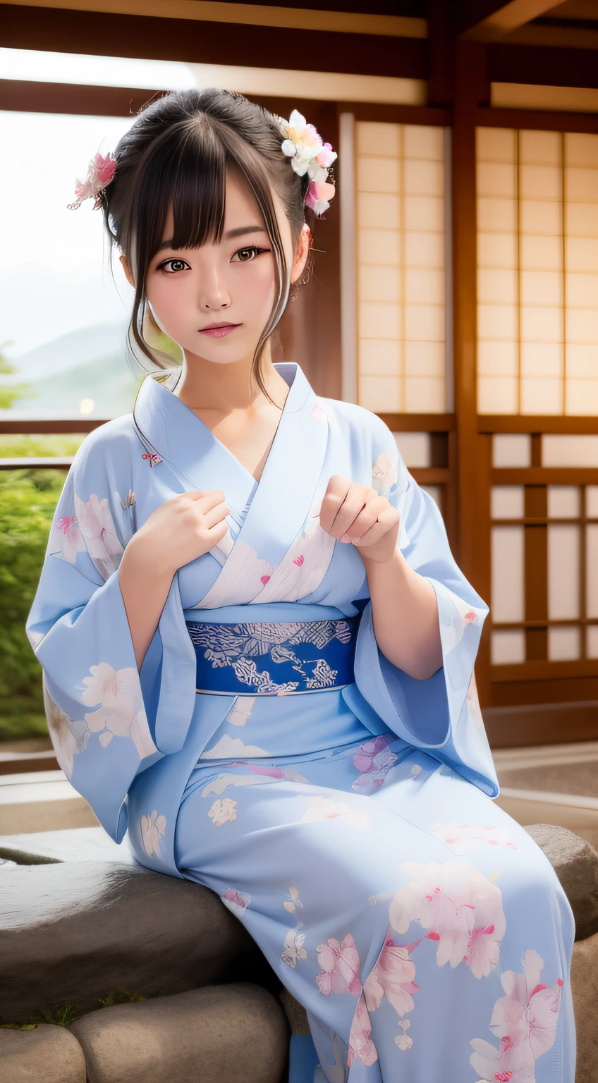 top-quality、masterpiece、ultra res、cute girl face、Onsen inn、Wearing a yukata、full bodyesbian、Famous actresses of Japan、very beautif