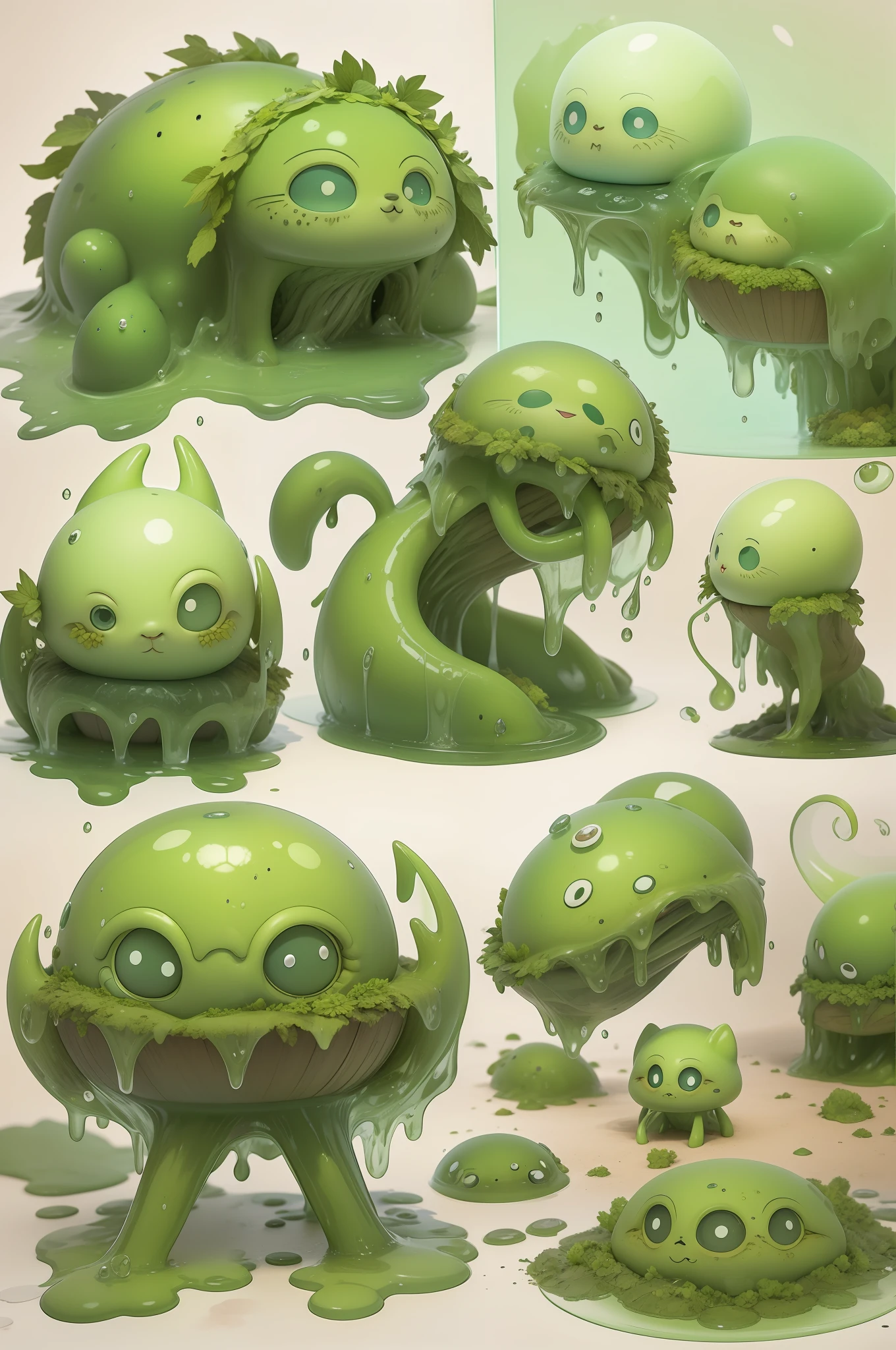 slimes(mud ground),This is a fictional cute creature,Often appears in modern video games and fantasy novels,Its popular image is in jelly-like or semi-liquid form、The body is transparent or translucent、You can convert shapes、Monsters capable of splitting or fusing,Even in the otherworldly adventure genre of the sword & sorcerous, This is a rather special and striking presence