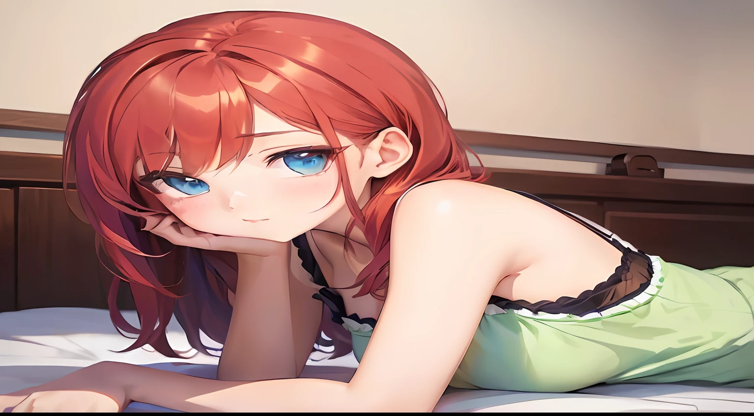 anime girl laying on bed with laptop computer in hand, Smooth Anime CG Art, Seductive Anime Girl, painted in anime painter studio, Rin, Stylized anime, made with anime painter studio, realistic anime art style, anime moe art style, kawaii realistic portrait, Detailed Digital Anime Art, sleepy expression, sayori, anime style 4 k, lying on one's side on bed, digital anime illustration