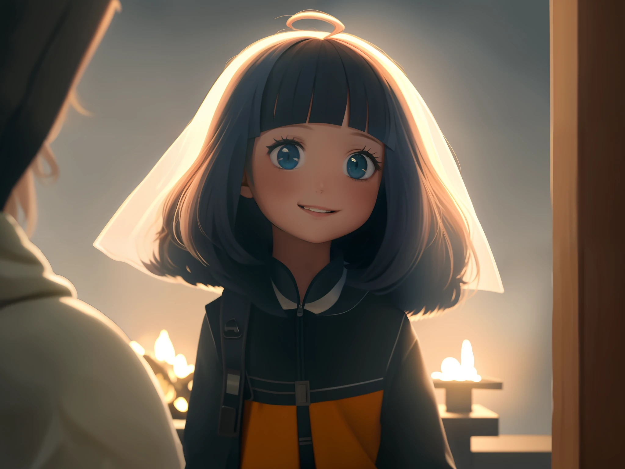 Menina de onze anos, full illustration, corpo inteiro, 4k, rosto sorridente, cabelos loiros curtos, tiro frontal, soft lighting, cores quentes, estilo infantil de conto de fadas, detalhes intrincados, Professional production