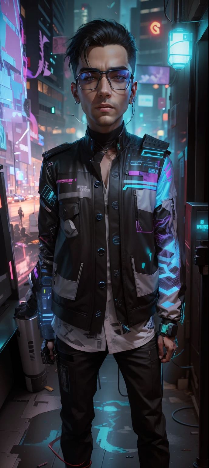 Change background cyberpunk handsome boy. realistic face, 8k, ultra realistic