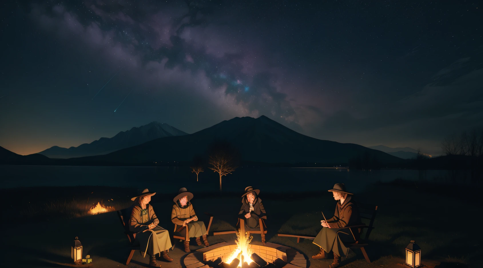 mtu, Solo exhibition, offcial art, Unity 8k壁纸, ultra - detailed, Beautiful and beautiful, tmasterpiece, best qualtiy, realisticlying, glowworm, In wood (glowworm:1.3), bonfires, Dark theme