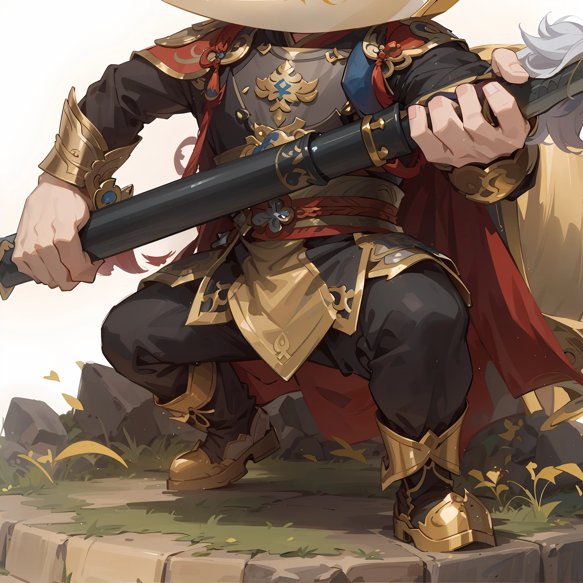 There is a statue of a man with a sword and a helmet, character art of maple story, Keqing from Genshin Impact, G Liulian art style, zhongli from genshin impact, full portrait of magical knight, hero character art, by Yang J, maplestory mouse, author：Yang Borun, Male paladin, A human male paladin