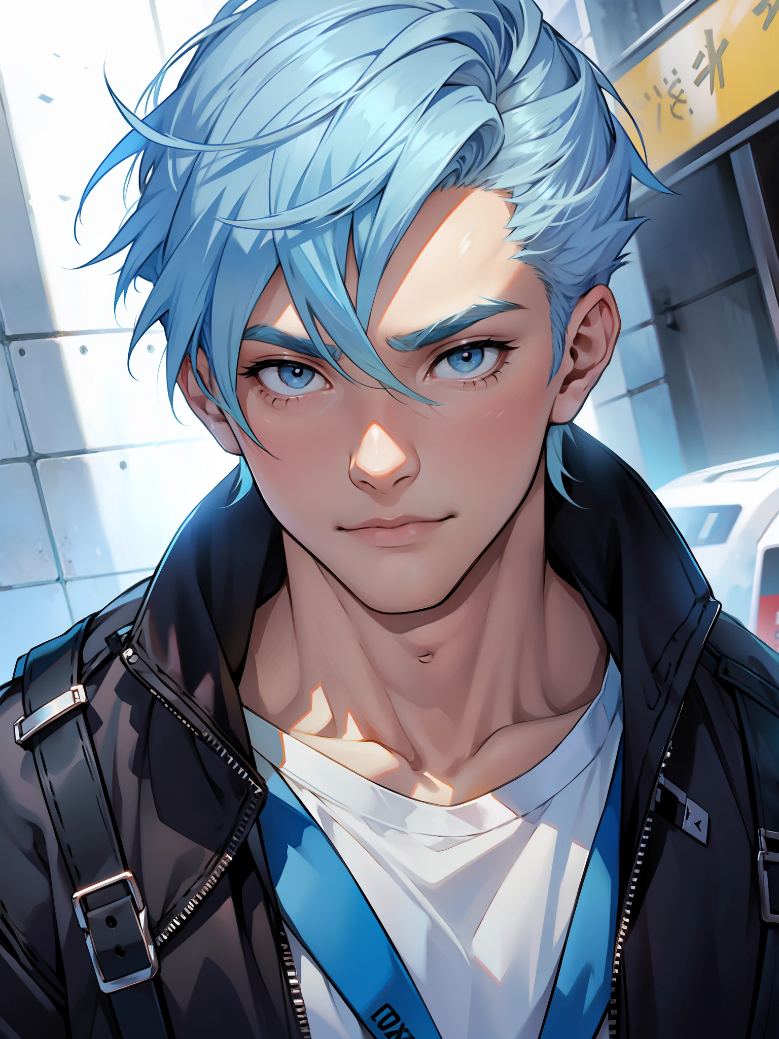 Male light blue hair