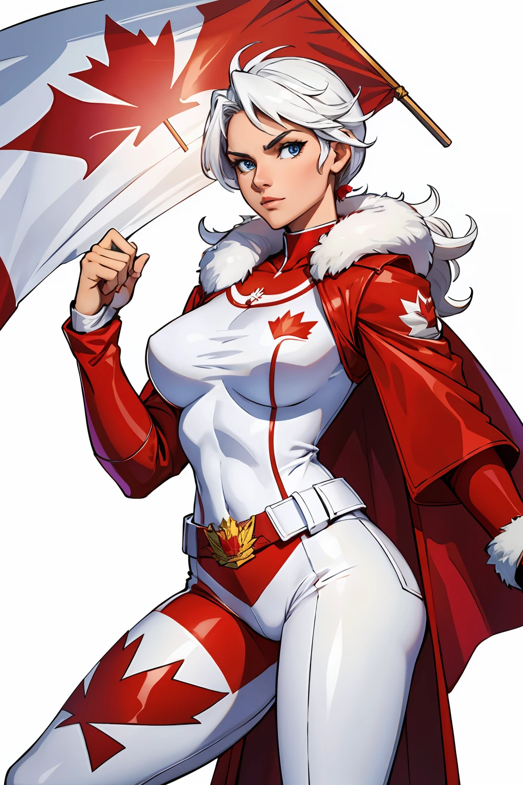 Canadense woman Super Hero White and Red clothes Canadense clothes Canada flag