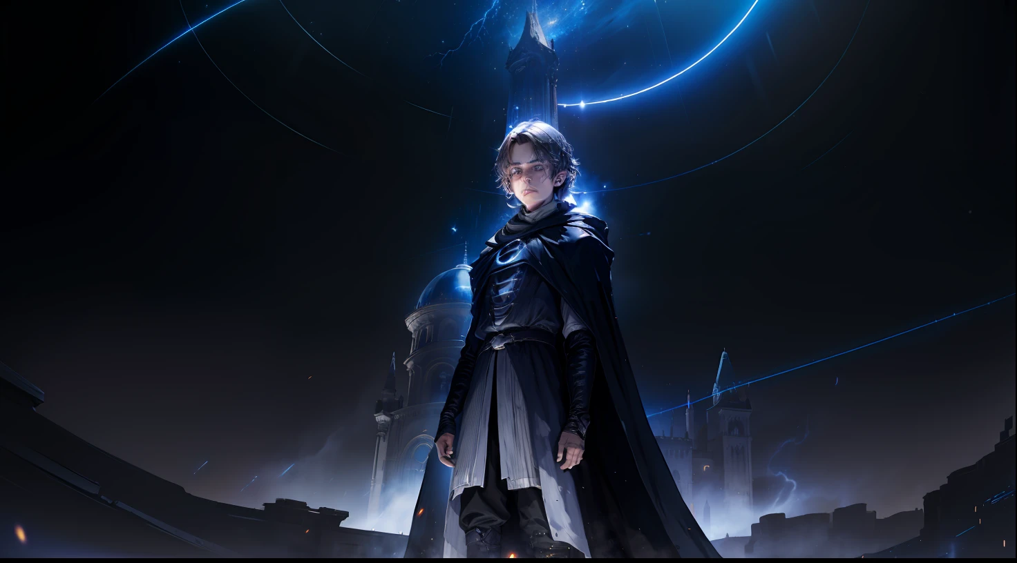 Anakin Skywalker, Sith, Tempos Sith, Anakin Skywalker como Sith do mal, Villanious, FALLEN ANGEL, Gray alien, alien, FALLEN ANGEL, Cara bonito na foto de Demon Slayer, Anakin Skywalker on his back in a blue cosmic glass palace reflecting the cosmos, godrays obscuro, cosmic sky