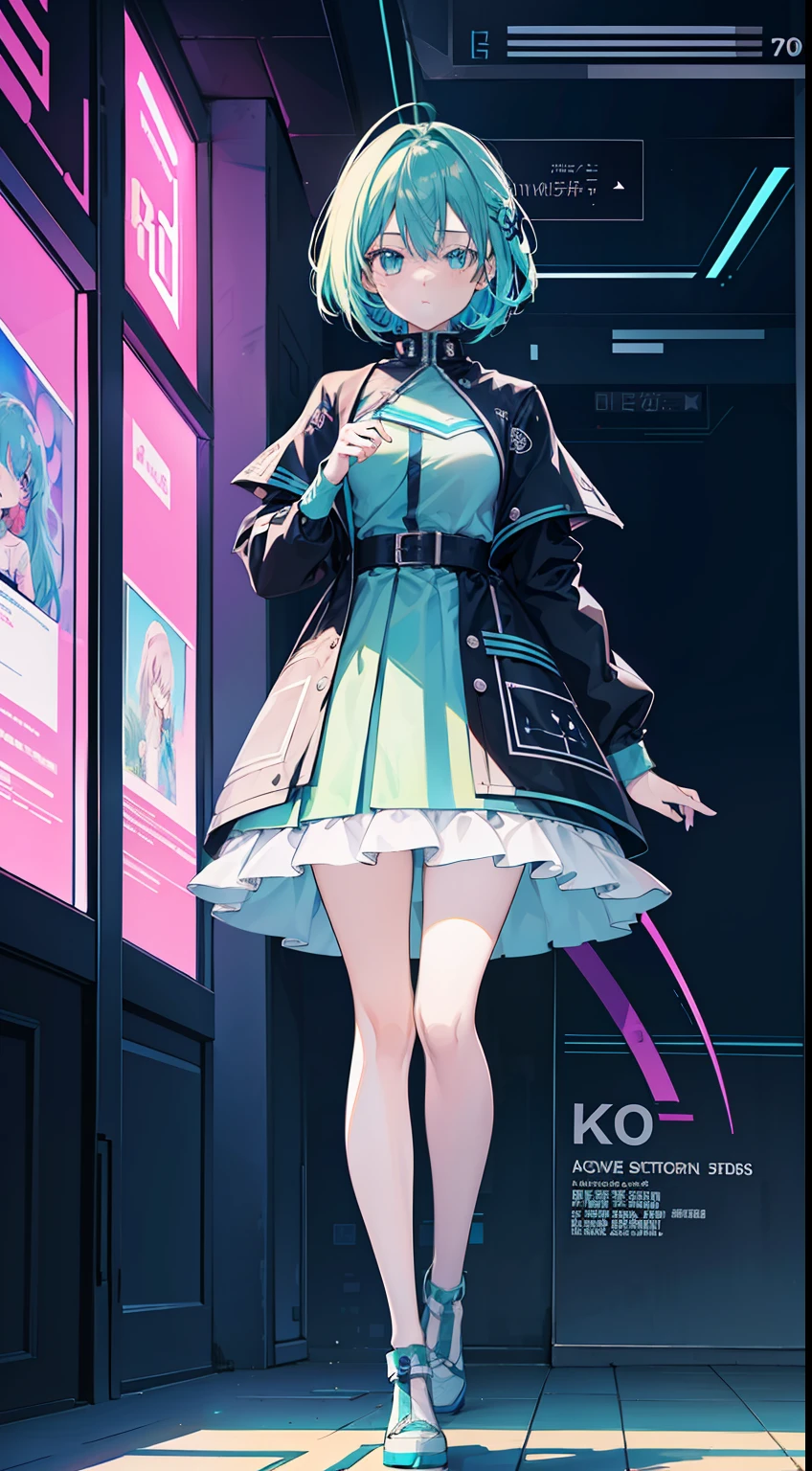 Sharper, Delicately, complex costume, Cool costume blueprints, intricate clothing, Green hair, Full body, ASCII art style girls, Aesthetic, still from anime, anime still image, Anime screenshot patterns, retro anime , beautiful girls face, Anime Girl, Low girl aesthetics, The aesthetics of anime in the 90s, digital anime, Beautiful cute lighting, Looking at Viewer, Full body, Simple hair, The aesthetics of vaporwave, Anime, 64 pixel art, Pixel art, Streetwear Design, Provector, Pixel 64-bit style, Full Design, Only 5 colors, solid color, No shadows, Full Design, neon color, Bright colors, Galactic Environment, Whimsical capture, in 8K, Vivid, Ultra Details, colorful lighting, Surreal Photography, Portrait, Fancy, Cute, Bob Hair, Neon light, Colored inner hair, youthfulness, 10`S, neon color, It features a simple, No face