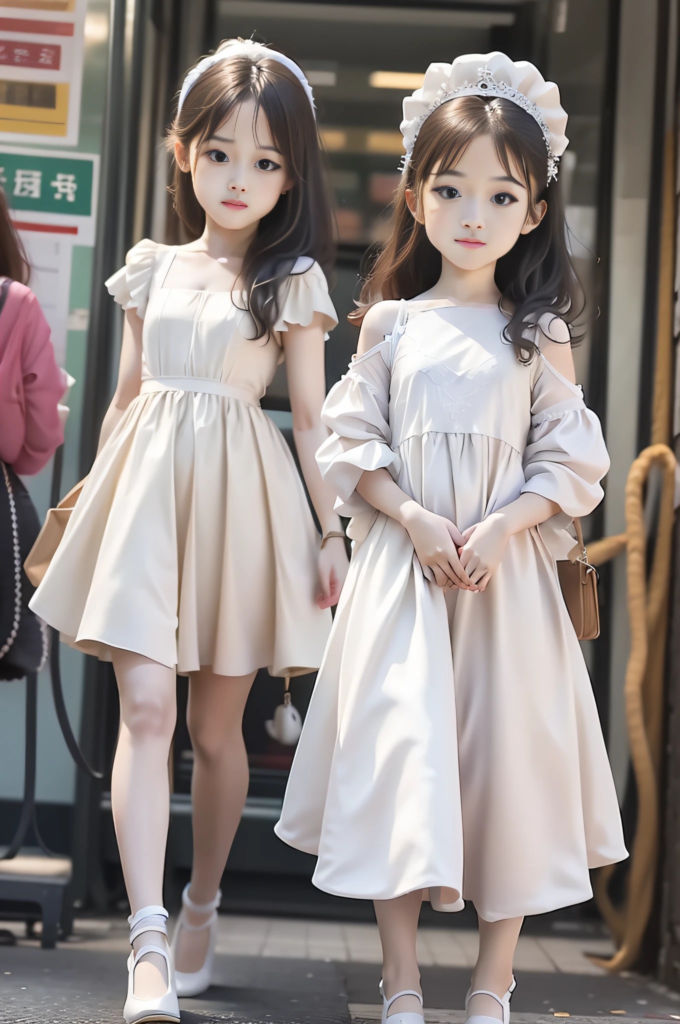 arafed photo of a young girl in a white dress and tiable, a picture inspired by Zou Yigui, tumblr, baroque, kids, white royal dress, young girl, white gown, jia, girl in white dress dancing, high quality costume, cute young girl, actress, sha xi, elegant girl, gorgeous young model, young and cute girl