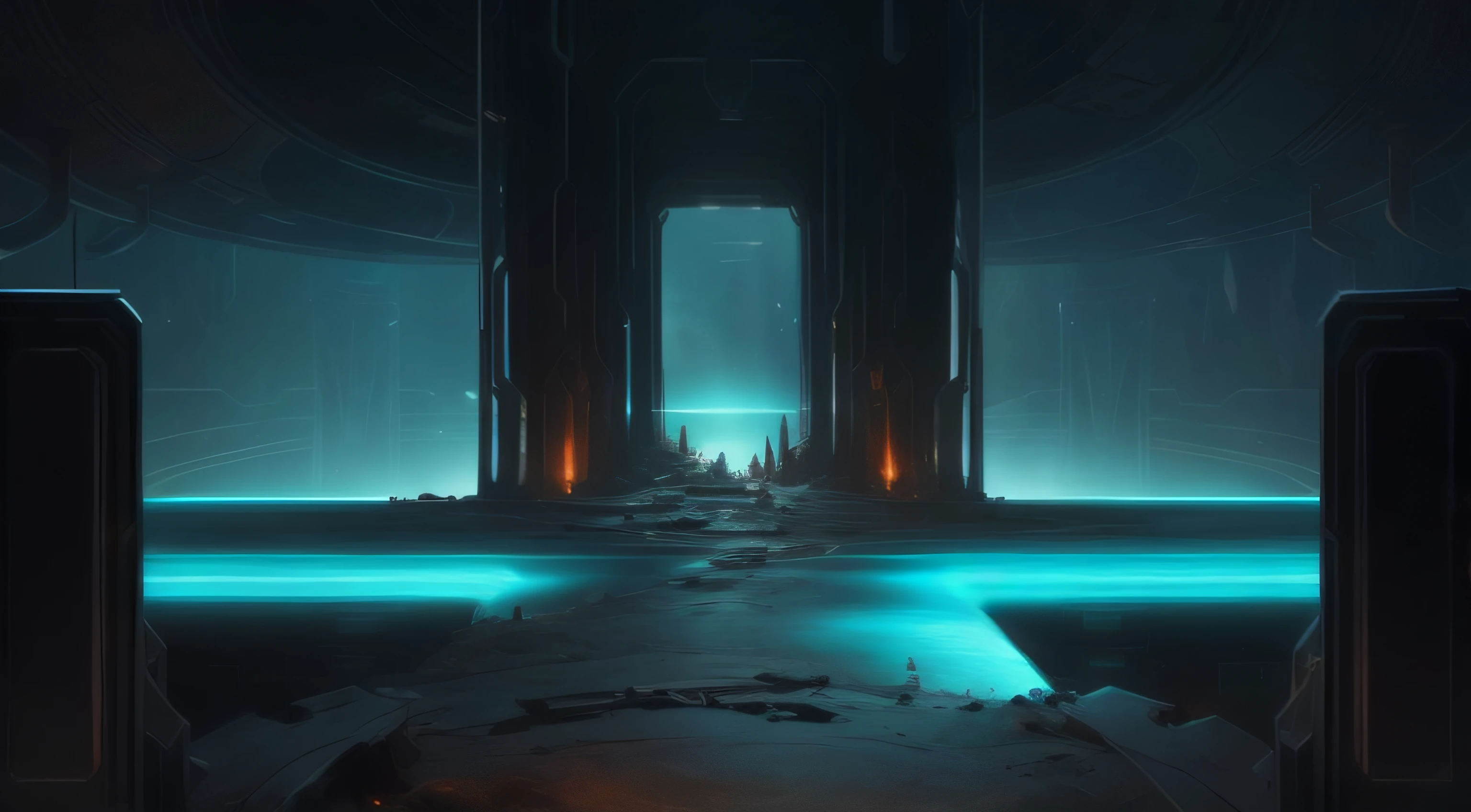 Futuristic installation in the cave，There are some pipes spread out around the perimeter, 8 K high detail concept art, 8k hd concept art, 8 k concept art, 8k concept art, 4 k concept art, 4K concept art, concept art 8 k, Detailed 4K concept art, 4 K resolution concept art, concept art-h 640, doom eternal concept art