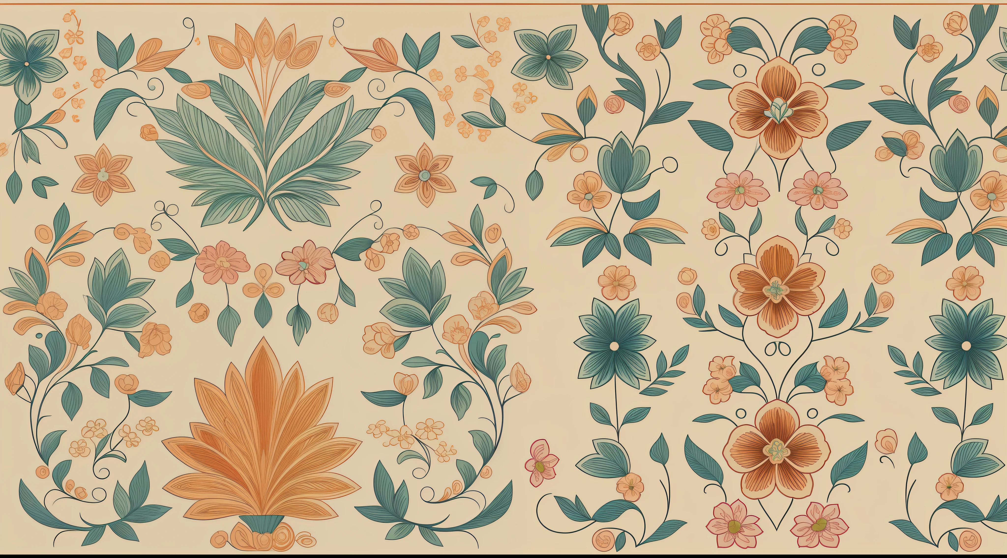 Create a Pro Vector, high-quality, digital art image in Leonardo Ai that showcases a traditional Mexican embroidery pattern featuring intricate and delicate floral motifs. The design should exude elegance and femininity. Use a single-color background of your choice to complement the floral embroidery.