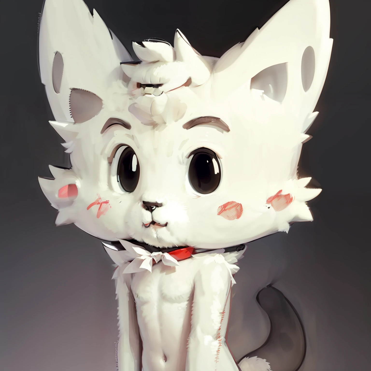 anthropomorphic cat, peludo, branco, usando meias longas rosas, rosto fofo, safado