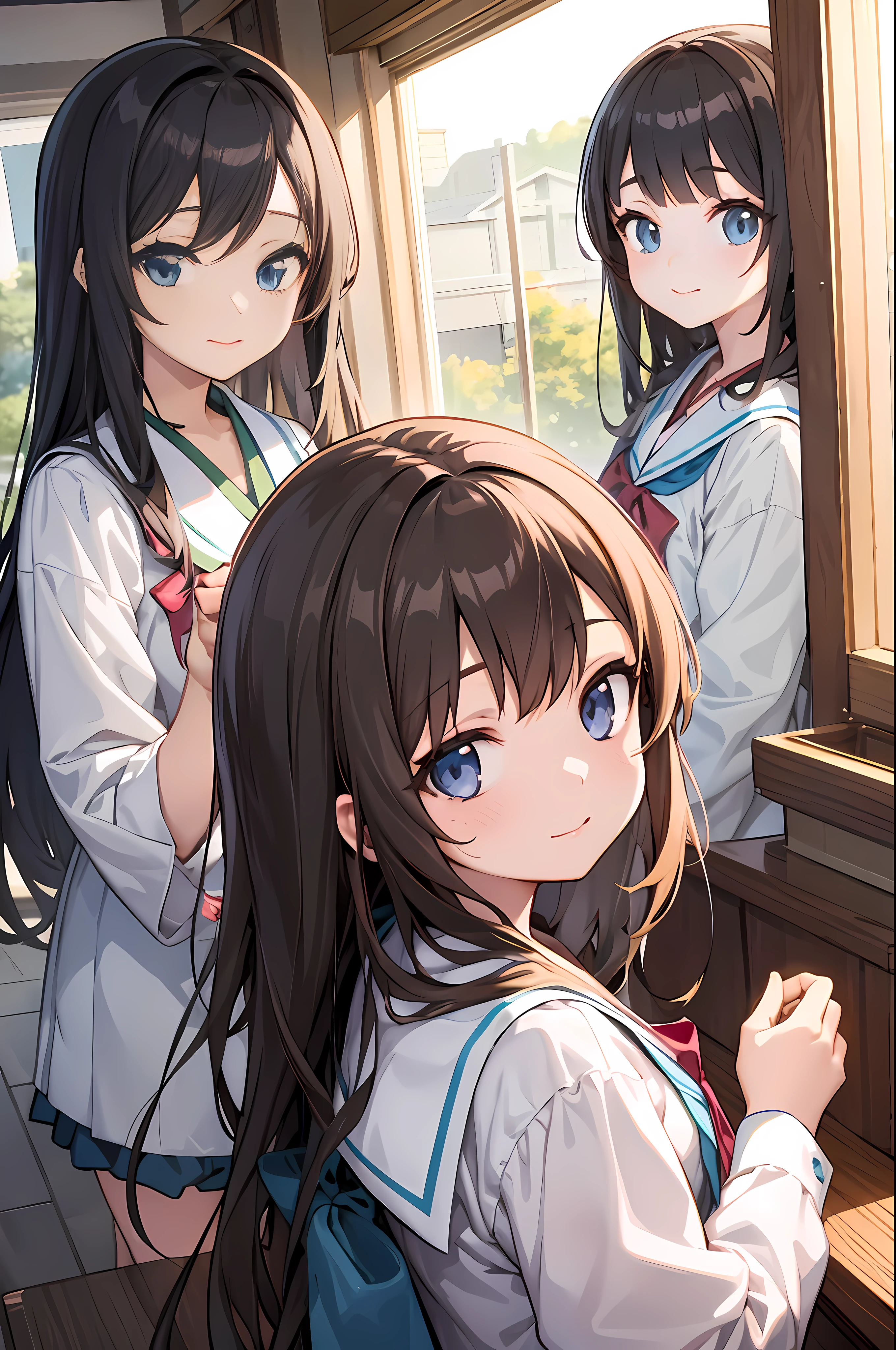 Anime girl looking at herself in the mirror in front of the window, kawacy, Kantai Collection Style, anime moe art style, official artwork, visual novel key visual, Detailed Digital Anime Art, visual novel cg, high detailed official artwork, hololive, Smooth Anime CG Art, Anime Girls, anime style 4 k, Fine details. girls' frontline, ; visual novel