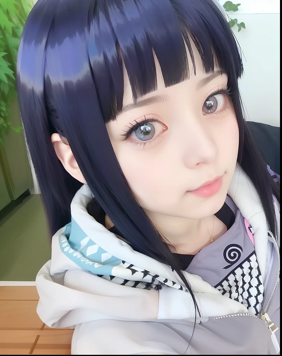 anime girl with long black hair and blue eyes looking at something, hinata hyuga, hinata hyuga from naruto, from naruto, inspired by Maki Haku, inspired by Kusumi Morikage, close up iwakura lain, black haired girl wearing hoodie, misato katsuragi, as an anime character, kotegawa yui, ultra detail