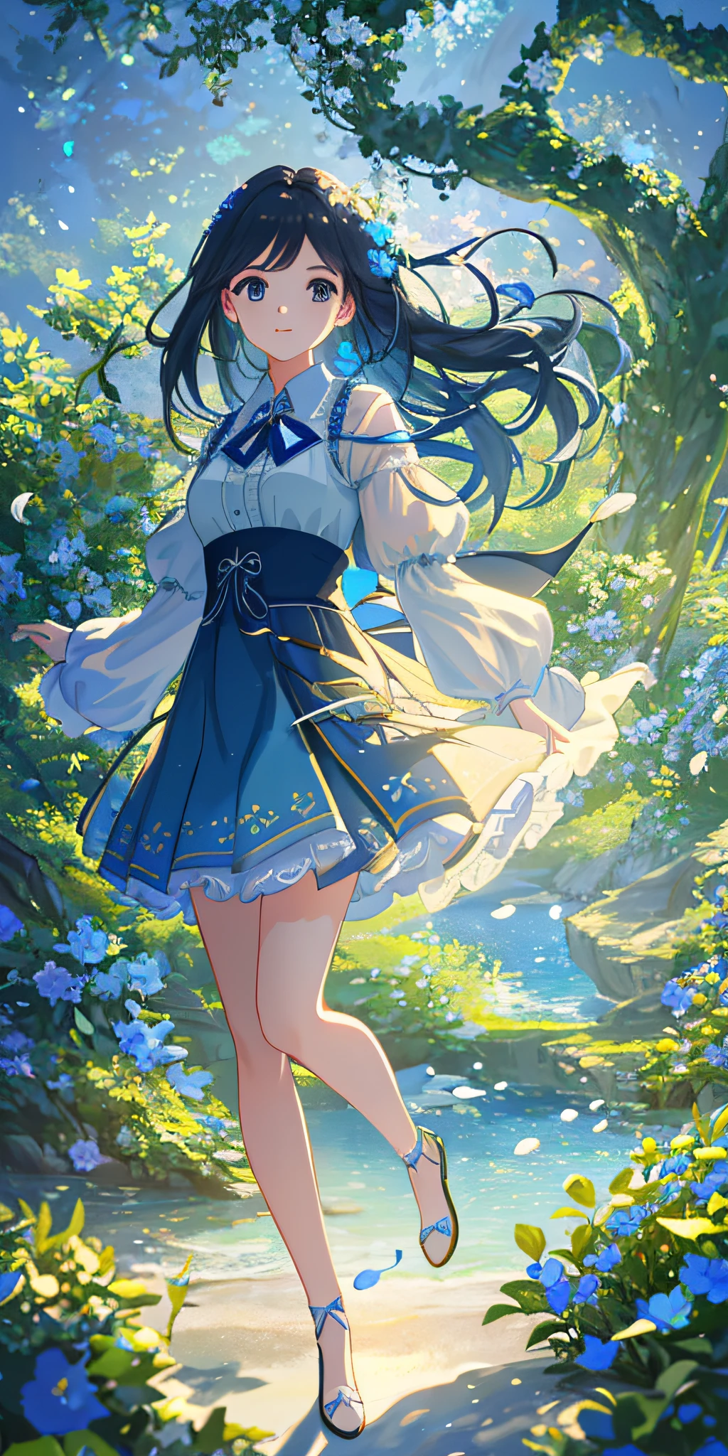 Masterpiece, best quality, (very detailed CG unity 8k wallpaper) (best quality), (best illustration), (best shadows) Nature&#39, blue sea,delicate leaves petals of various colors falling in the air light Tracking, super detailed --v6