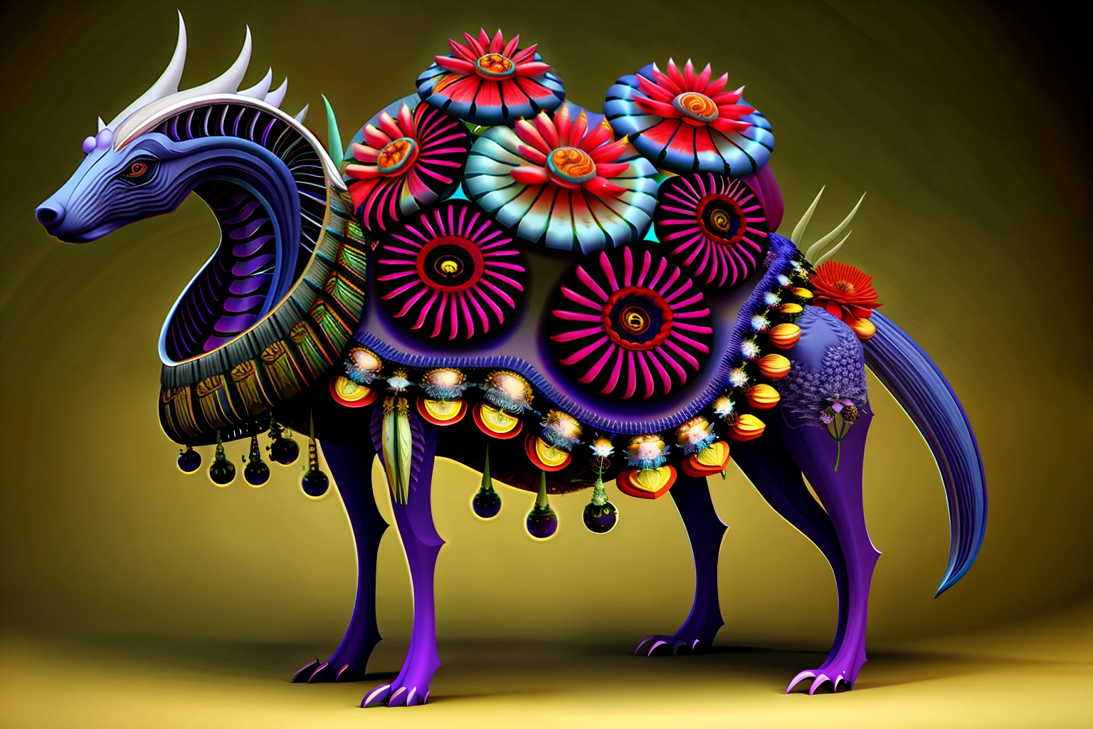 Prompts : fantasy fractal creatures and flowers, h. r. Giger style,