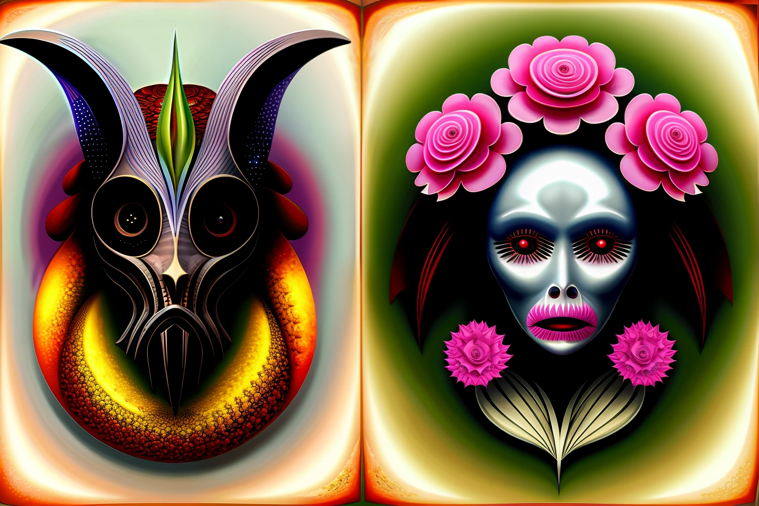 Prompts : fantasy fractal creatures and flowers, h. r. Giger style,