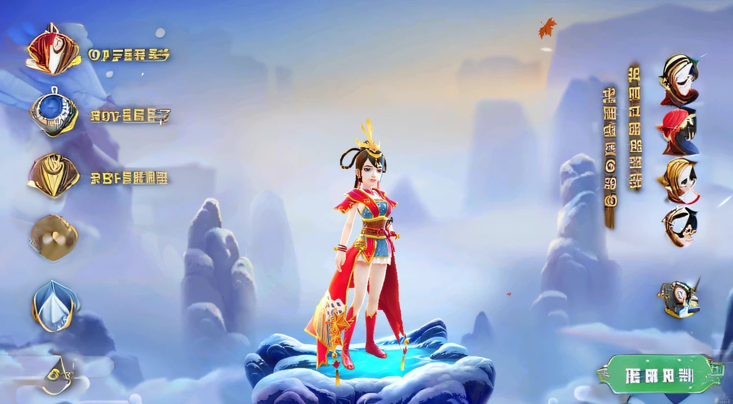 Image of Arafard standing on a rock with a woman dressed in red, onmyoji, queen of the sea mu yanling, Onmyoji detailed art, inspired by Park Hua, jellyfish shrine maiden 8k, appears as the fire goddess, inspired by Li Mei-shu, xianxia hero, full-body xianxia, pc screenshot
