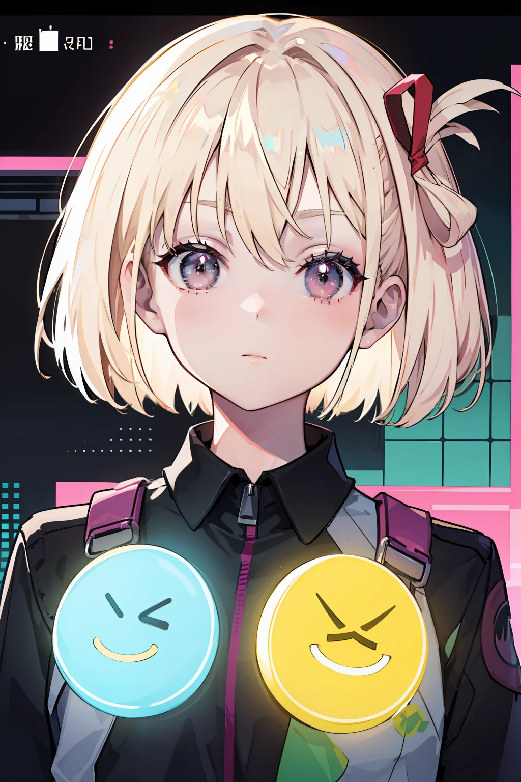 complex costume, Cool costume blueprint, intricate clothing, Green hair, Full body, ASCII art style girls, Aesthetic, still from anime, anime still image, Anime screenshot patterns, retro anime , beautiful girls face, Anime Girl, Low girl aesthetics, The aesthetics of anime in the 90s, digital anime, Beautiful cute lighting, Looking at Viewer, Full body, Simple hair, The aesthetics of vaporwave, Anime, ?? pixel art, Pixel art, Streetwear Design, Provector, Pixel ??-bit style, Full Design, Only 5 colors, solid color, No shadows, Full Design, neon color, Bright colors, Galactic Environment, Whimsical capture, in 8K, Vivid, Ultra Details, colorful lighting, Surreal Photography, Portrait, Fancy, Cute, Bob Hair, Neon light, Colored inner hair, youthfulness, 10`S, neon color, It features a simple, No face