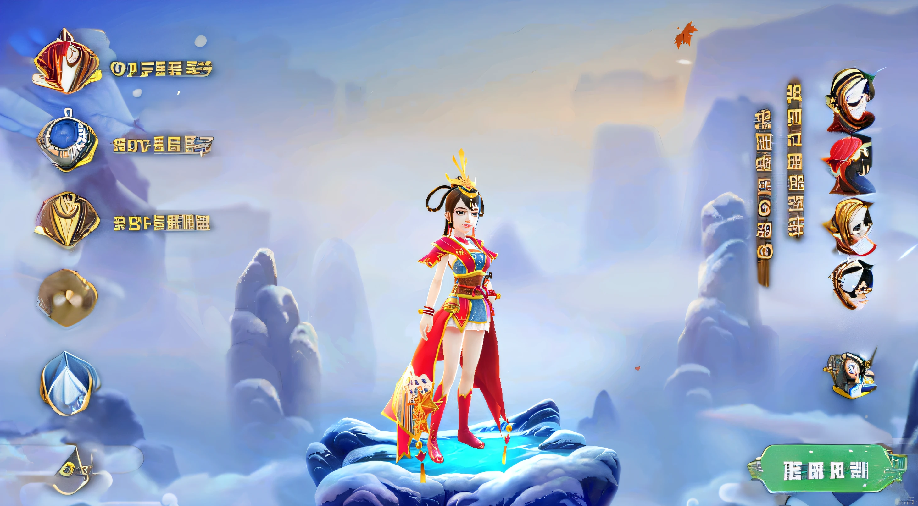 Image of Arafard standing on a rock with a woman dressed in red, onmyoji, queen of the sea mu yanling, Onmyoji detailed art, inspired by Park Hua, jellyfish shrine maiden 8k, appears as the fire goddess, inspired by Li Mei-shu, xianxia hero, full-body xianxia, pc screenshot