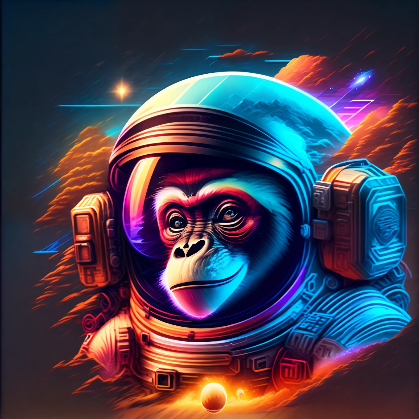 ((Vector art T-shirt print of an astronaut monkey on an amazing epic space journey)), (Photographic quality), (Estilo Hidro74)