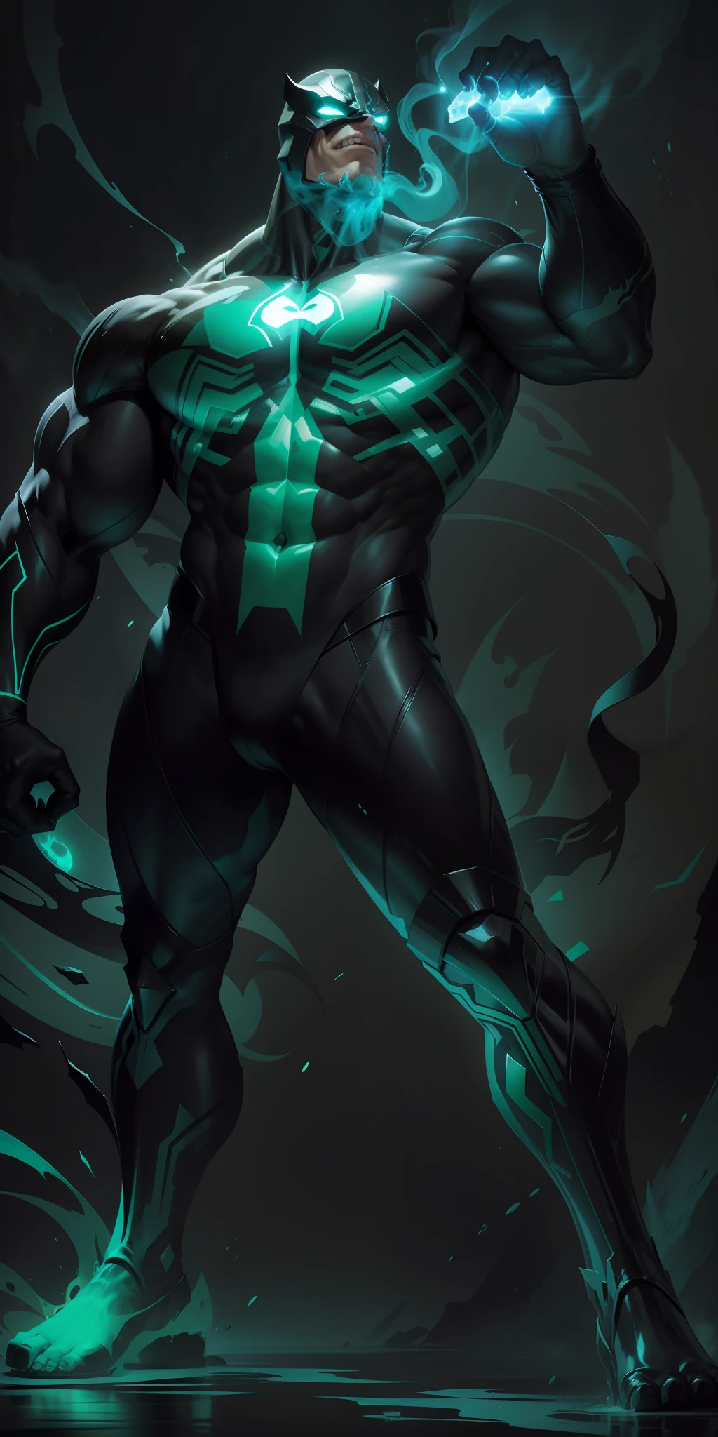 Stunning illustration , Simbionte de Hulk , rostro parecido a Hulk, Shocking fusion of two colossal forces, Simbionte de Hulk muestra una piel verde envuelta en una sustancia negra y viscosa, con venas rojas resaltando. Cuerpo musculoso Su traje simbionte, On the chest it bears the symbol of a symbiote, H Hulk has become an incredible embodiment of symbiote power... The symbiote suit fuses with the Hulk's muscles, giving it an imposing and ferocious appearance. La sustancia negra se retuerce y se estira en cada movimiento, como si tuviera una vida propia, creating a chilling and dynamic aesthetic. Los ojos de Simbionte de Hulk brillan con una mezcla de malicia y furia, mientras la influencia del simbionte se manifiesta en su mirada. Una sonrisa siniestra se dibuja en su rostro, reflejando la influencia corruptora del simbionte en su personalidad.