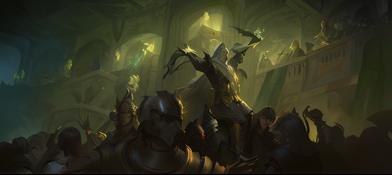 HighestQuali,tmasterpiece,There is one person riding the other,Flag in hand, concept piece, senior concept artist, an ominous fantasy illustration, rpg game art, fantasy concept painting, Magic the Gathering Concept Art, dark fantasy concept art, award - winning epic painting, high fantasy illustration, award winning concept art, dungeons and dragons fantasy art, award winning concept artist,