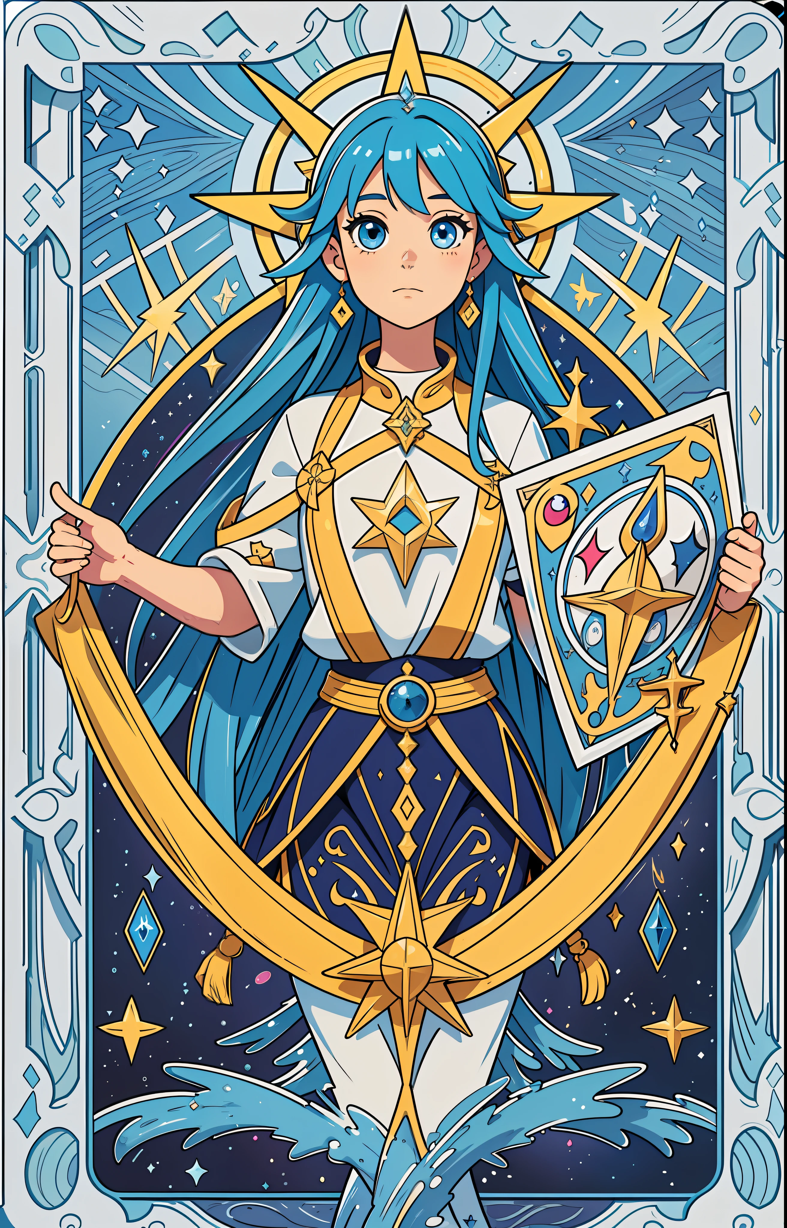 a pregirl，adolable，Big bright eyes，magestic， plethora of colors，deep colour，Light，film effect，CreatePower communicates new plans proactively， Spiritual revelation，sigature，spirituality，style de carte de tarot