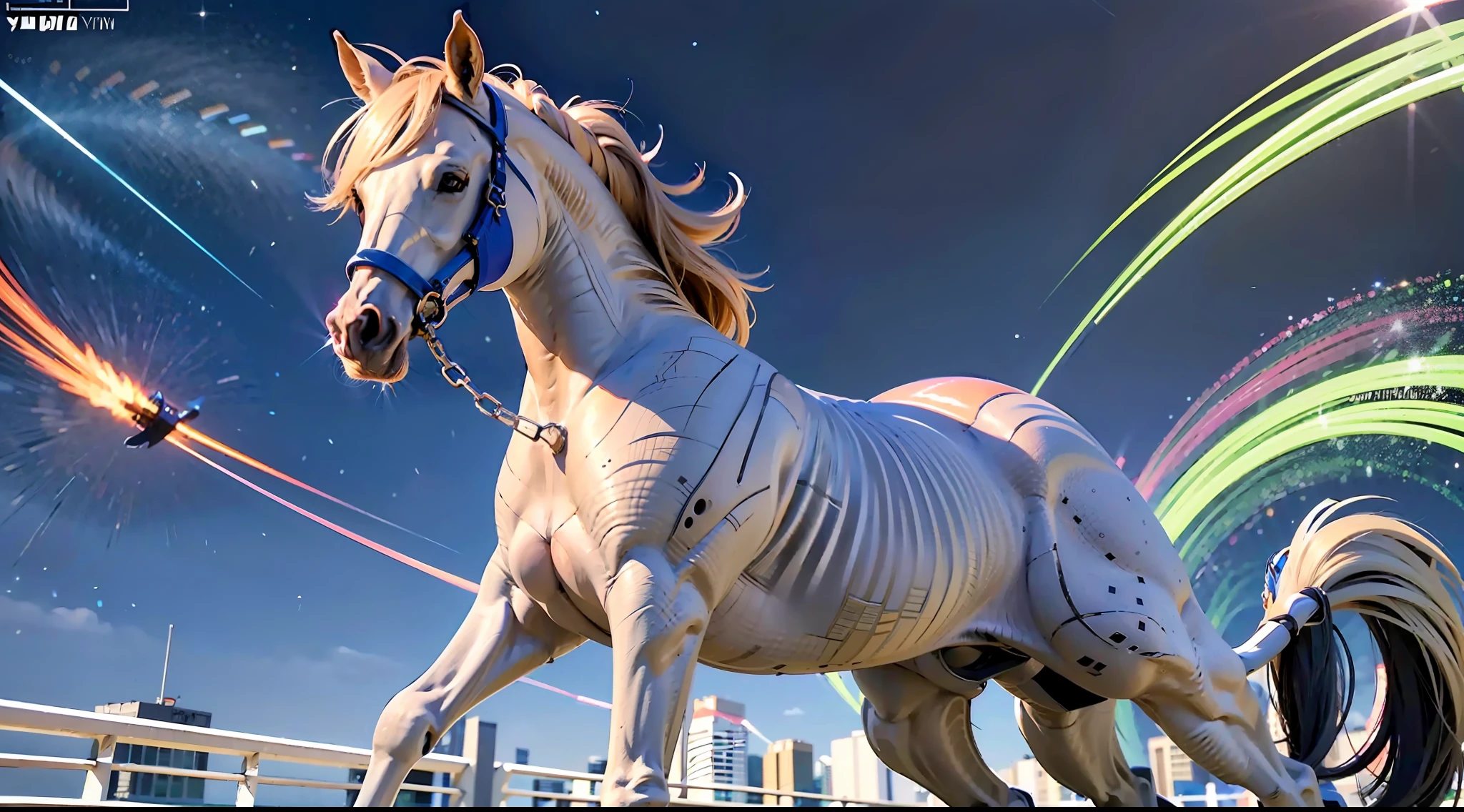 A female centaur，She is famous in the multiverse，She is both a female centaur, half human, half horse, half horse，It is also a female Yingzhao。She blends both images，The first is the head of a horse/neck/Shoulder these parts，After feminization，The upper body transforms into a beautiful female human，Female, half-centaur, half-human, half-horse, half-human，The second is the waist of the horse/hason/gluteal/Legs feminine，Female half-horse with beautiful woman's，Chimer，It's like a female human wearing a half-horse-like costume and making a seamless chimera，This chimerization is based on powerful futuristic technology。The ultra-wide-angle lens captures the image of her sleek and ethereal wings charging and leaping on the ionosphere。Her front half is distinctly feminine，Tall sexy body，Has K cup teardrop-shaped giant tit chest，It has a small man's waist butterfly spanning long legs，The half-horse part of the hind body，Embedded interface in the front half of the body hip position。The back half of her body is horse-shaped，Half-horse torso，The morphology is completely female and humanized，Start at the upper end of the sternum，Embedded in the lower back position of the beauty body，Sexy bent dog style shaped chest/lower back/Ventral transverse，Then there are the sexy beauty's upright hips，Her entire body has been completely feminized，Including the half-horse part，Mechanized armor covers the knee-shaped anti-joints and feet，And these parts are highly anthropomorphic，This gives her legs a graceful and slender line，She has four slender legs like a supermodel，Under the legs are skinny white feet dressed in Skyscraper Heels，Use Midjourney's advanced stroke tools and color palettes, as well as texture packs, model packs, and texture tools，Concentration，Femaleize all parts of her original equine physiologic appearance，And give these parts an ergonomic appearance，Fine treatment of the thoracic and abdominal cavity of the posterior body，As well as hips and legs，Tightly connected details