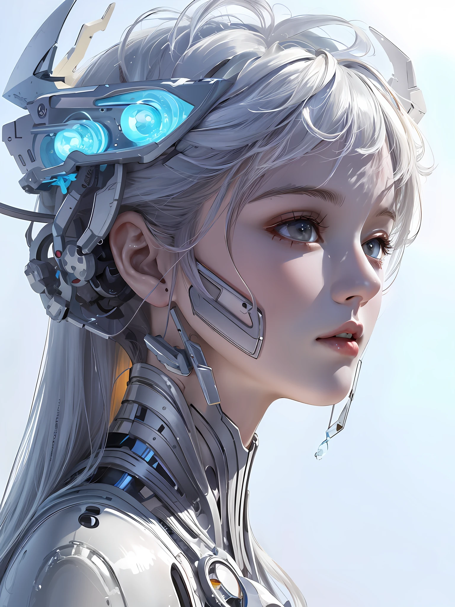 anime girl with futuristic headpiece and futuristic hair, cute cyborg girl, beutiful white girl cyborg, beutiful girl cyborg, cyborg - girl with silver hair, cyborg girl, perfect anime cyborg woman, beautiful digital artwork, beautiful cyborg girl, perfect android girl, cyborg - girl, portrait beautiful sci - fi girl, 4k highly detailed digital art, beautiful female android!