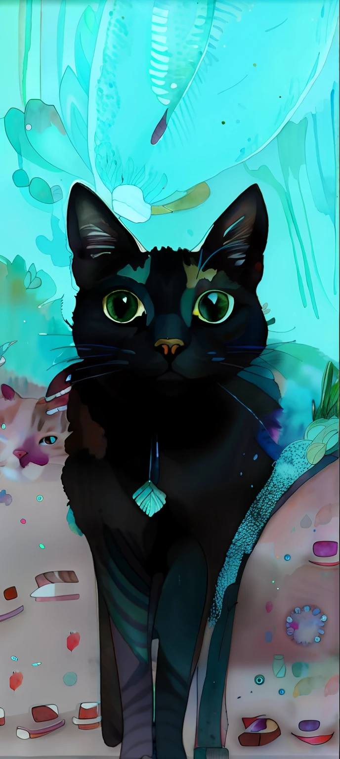 watercolor style, Digital art of (cat character), official art, frontal, smiling, masterpiece, Beautiful, ((watercolor)), face paint, paint splatter, intricate details. Highly detailed, detailed eyes, [dripping:0.5], Trending on artstation, by Rachel Walker