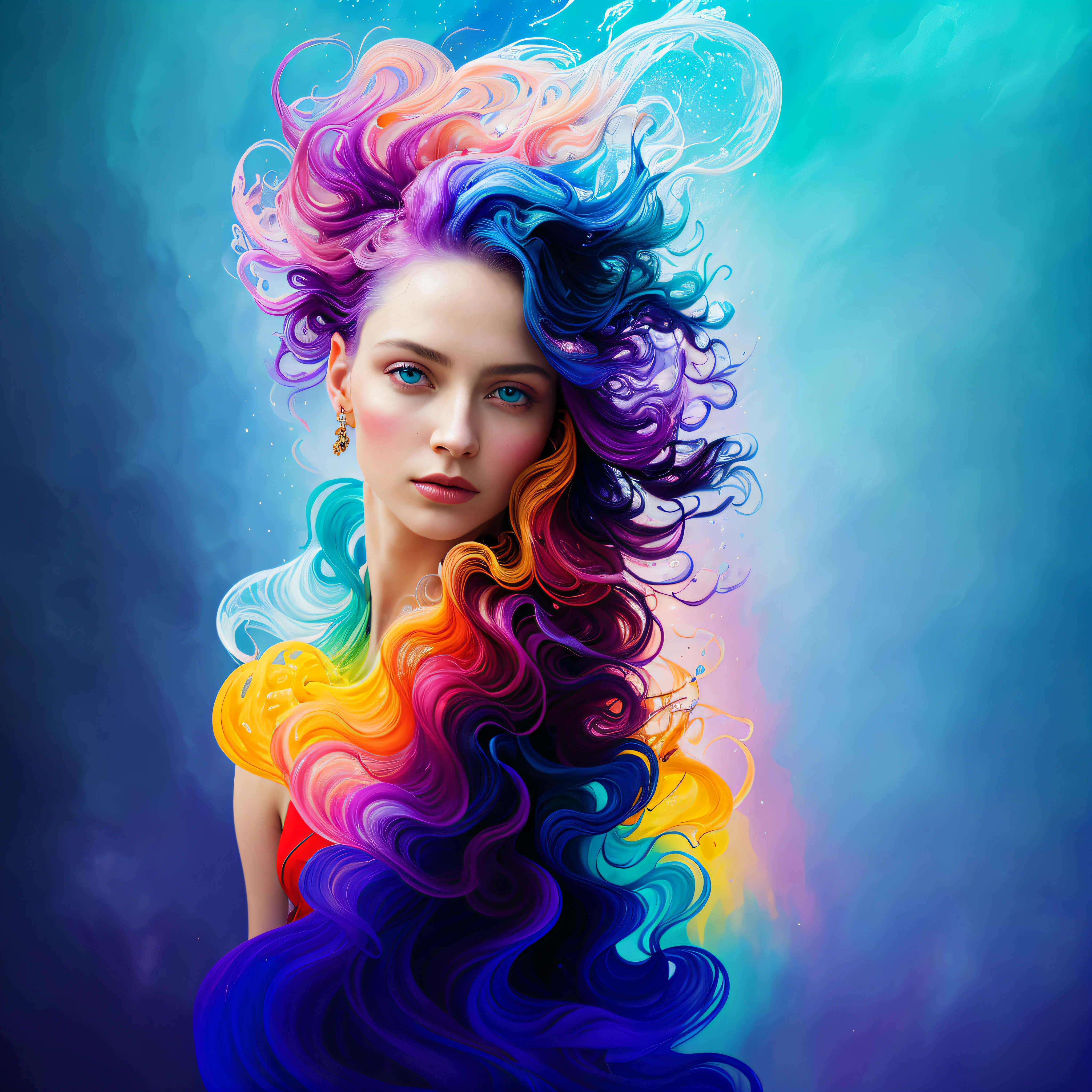 Colorful beautiful girl: a 28 year old giru, messy hair, oil painting, nice perfect face with smooth skinice perfect face, blue yellow colors, light purple and violet additions, light red additions, intricate details, home screen, 8k resolution, masterpiece, beautiful face, artstation digital painting veryblack smooth ink stream: 8k resolution photorealistic masterpiece: intricately detailed fluid gouache painting: by Jean Baptiste Mongue: calligraphy: acrylic: watercolor art, professional photography, natural lighting, maximalist volumetric lighting photoillustration: by marton bobzert:, complex, elegant, expansive, fantastic, wavy hair, vibrant, best quality details, realistic, high definition, high quality texture, epic lighting, cinematic film still, 8k, soft lighting, anime style, masterful game card border, random colored art, oil painting, blue yellow colors, light purple and violet additions, light red additions, intricate detail, home screen, 8k resolution, masterpiece, artstation soft digital painting very ink flowBlack: 8k resolution photorealistic masterpiece: intricately detailed fluid gouache painting: by Jean Baptiste Mongue: calligraphy: acrylic: watercolor art, professional photography, natural lighting, maximalist volumetric lighting photoillustration: by Marton Bobzert:, complex, elegant, expansive, fantastic, vibrant