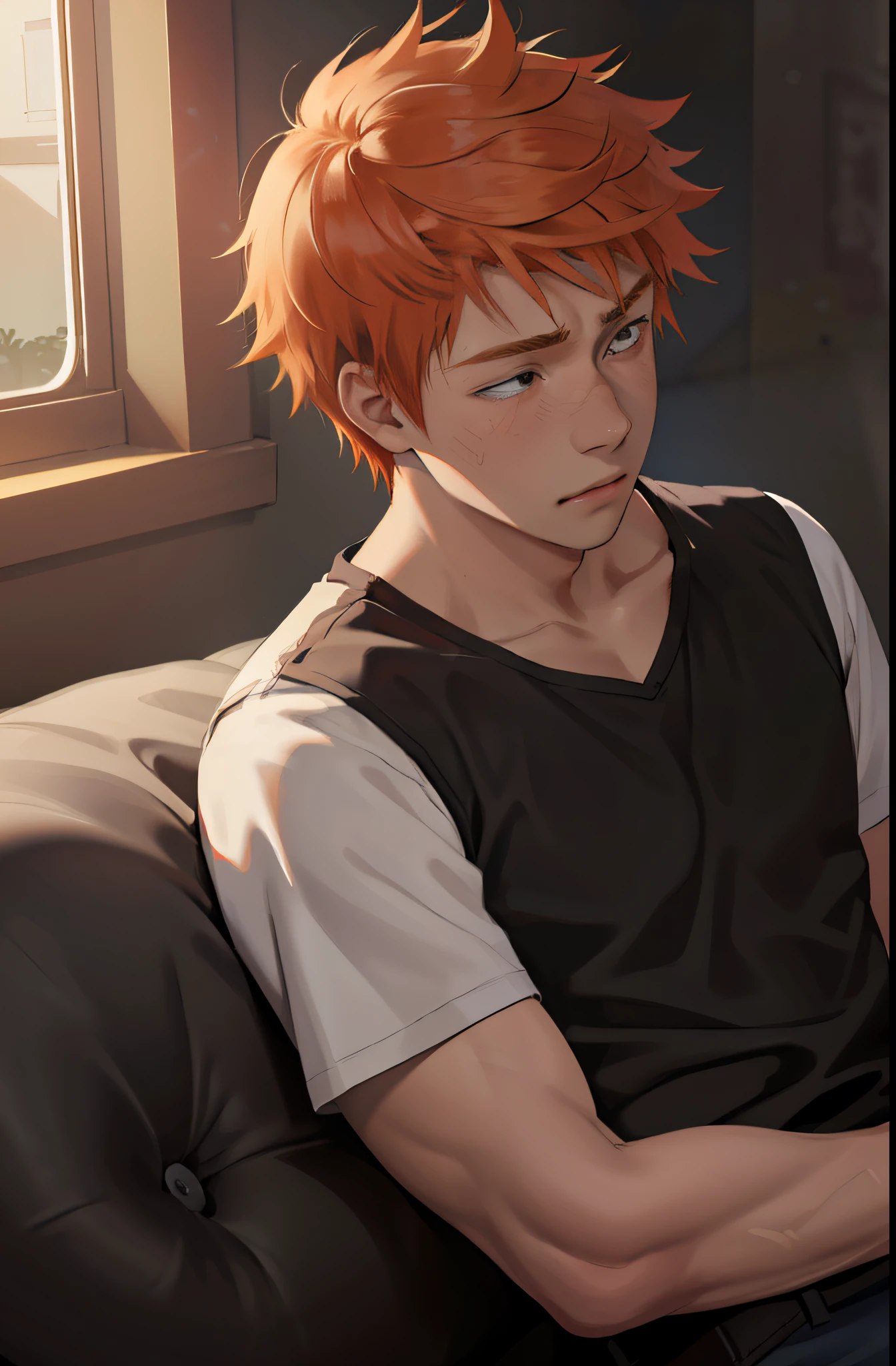 Orange-haired 15-year-old cries with sadness because his friend has died