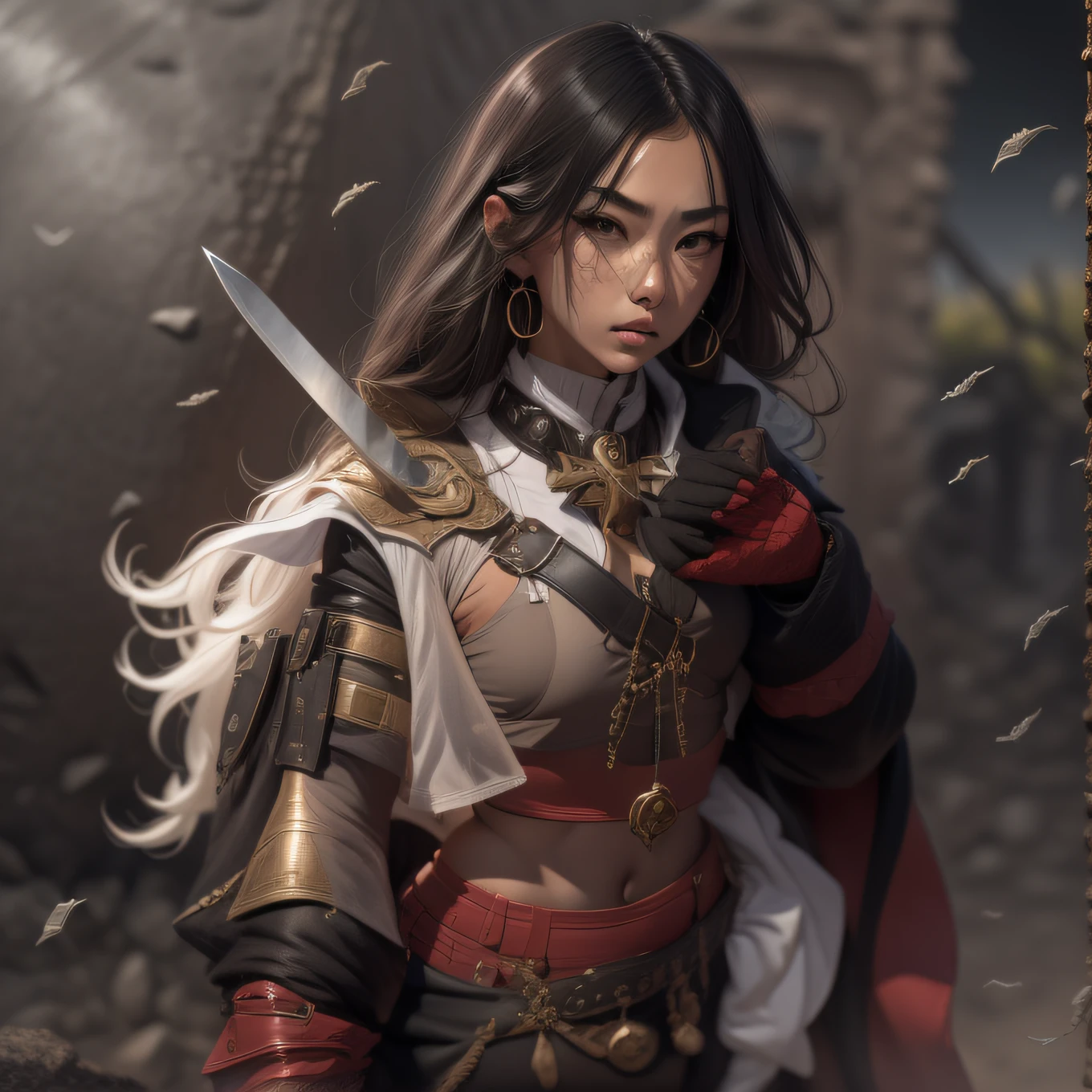 Blizzard，Caramel macchiato， arma， The sword， halter， holdingweapon， 32K, Linen cloak, Top quality, Masterpiece:Faust，,1boys， long whitr hair， ​​clouds， On your stomach， （tmasterpiece，k hd，hyper HD，16k）,clutching a sword， buliding， Reflectors， bloods， Eastern Asia， Weapon focus， Skysky， brunette color hair， knifes， trouser， firey， banya， The clothes ar， bandagens， sword sheath， Masks， 独奏， （tmasterpiece，k hd，hyper HD，16k）,clutching a sword， buliding， Reflectors， bloods， Eastern Asia， Weapon focus， Skysky， brunette color hair， knifes， trouser， swell sea， banya， The clothes ar， bandagens， sword sheath， 独奏