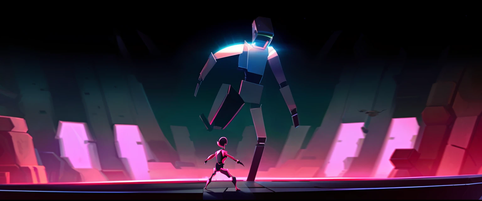 The ultimate battle，There's a huge boss，Dominant，The picture is clear，Fight on an alien planet，arena