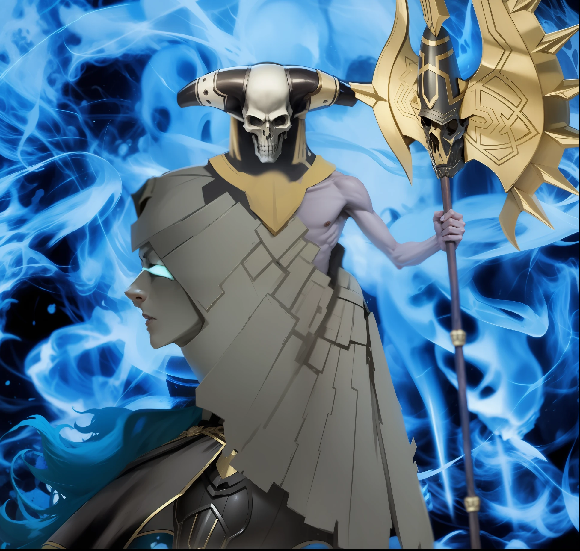 Mago ,pele roxa, skull mask with horns