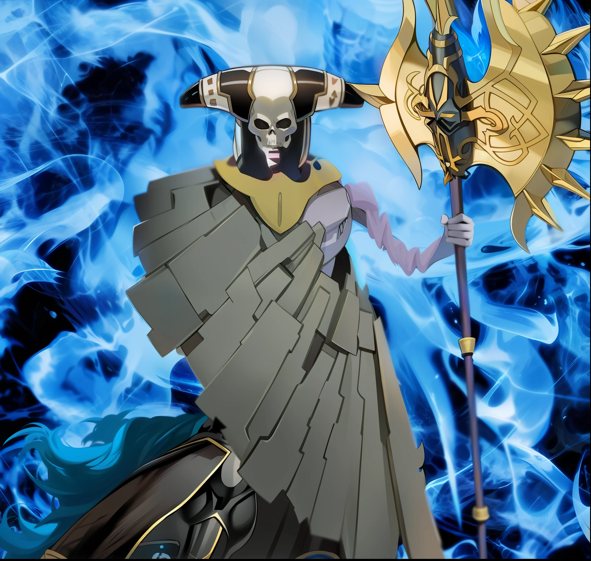 mago ,pele roxa, skull mask with horns