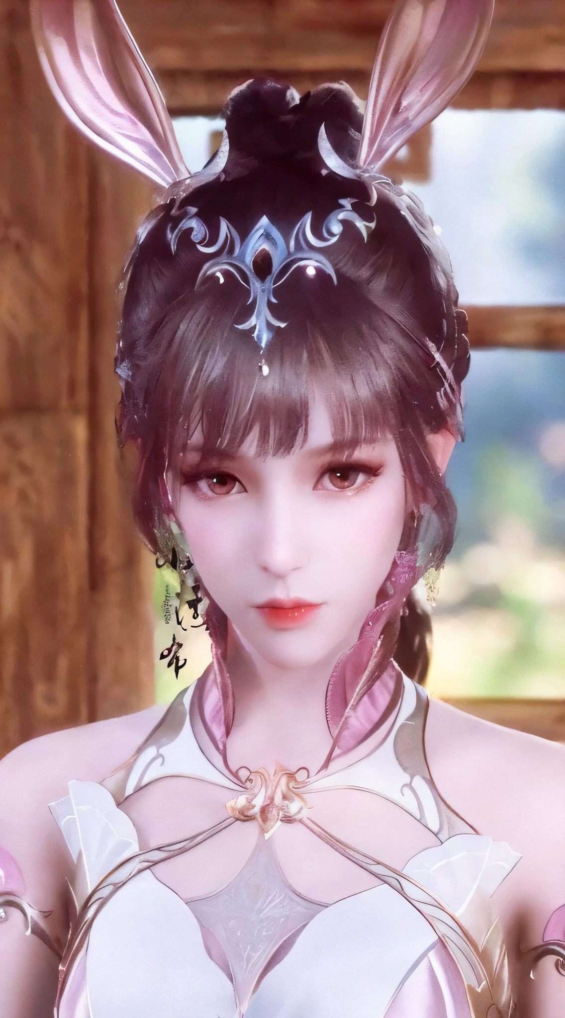 Close-up of a woman with rabbit ears and dress，A beautiful fantasy queen，（A beautiful fantasy queen）），drak，inspired by Li Mei-shu，inspired by Lan Ying，Yun Ling，xianxia fantasy，beautiful and elegant elf queen，anime goddess，Inspired by Qiu Ying，Portrait Chevaliers du Zodiaque Fille，16K quality