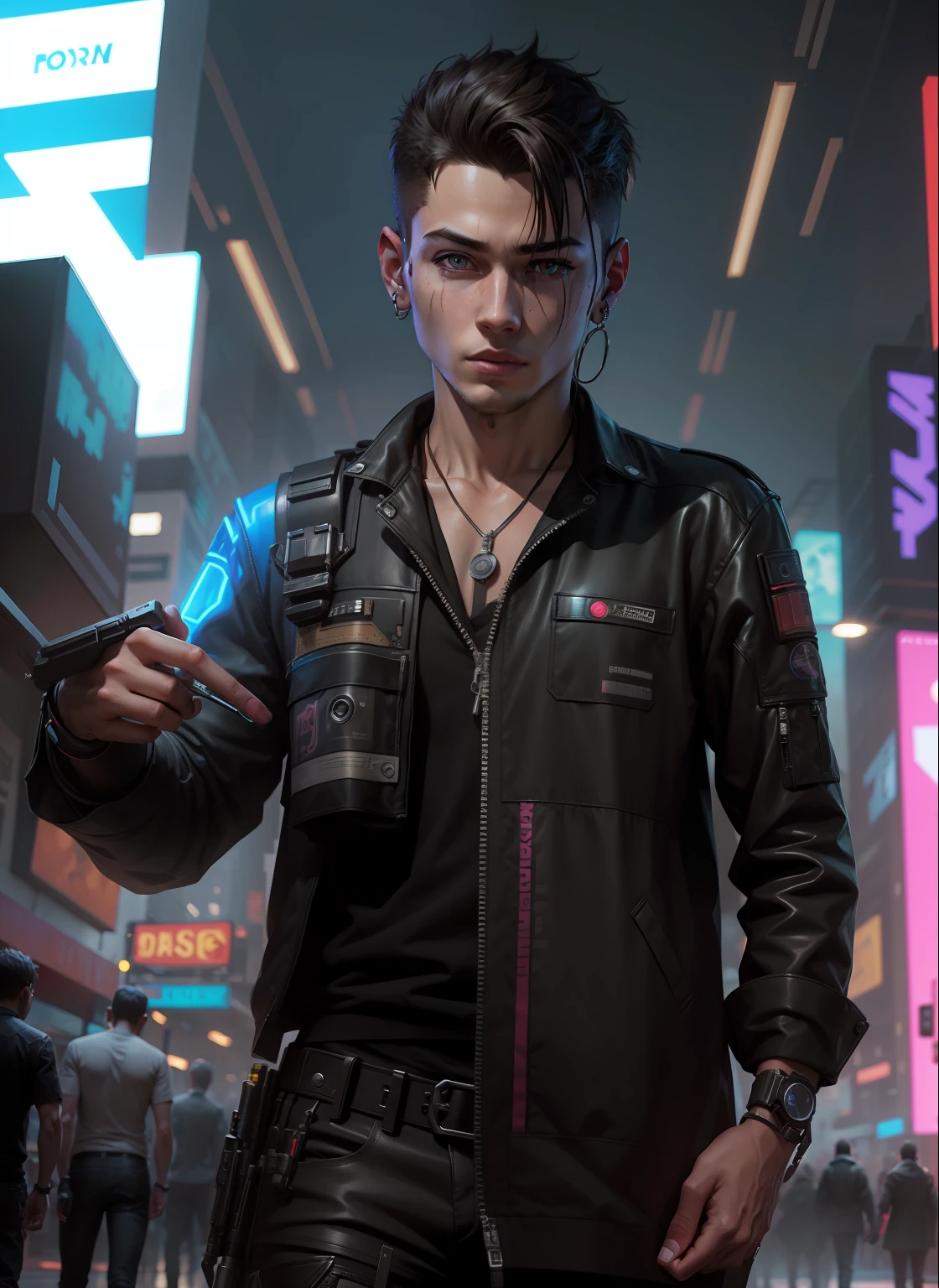cyberpunk hendsome boy. realistic face.