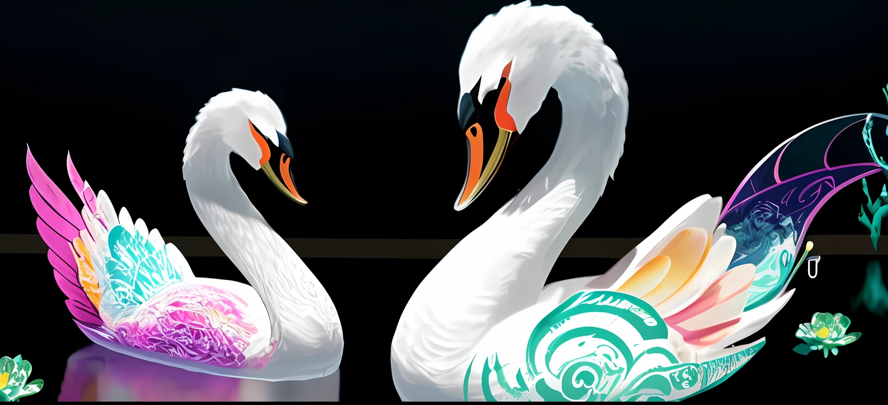 There are two white swans sitting on the water, swans, swans, intricate wlop, beautiful and graceful, Loish et WLOP, tranquil and graceful, high detal), More details, trending on zbrush central, Valentina Shuffle, wings of a swan, Trends on Zbrush, Moebius + loish + Phlegm sputum, phlegm, Swanland