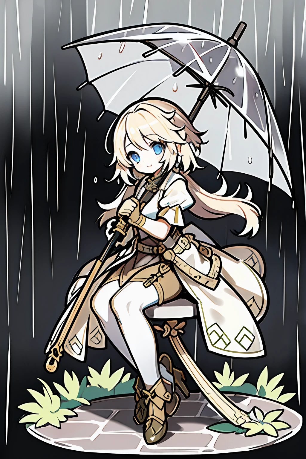 A close up of a person holding an umbrella in the rain - SeaArt AI