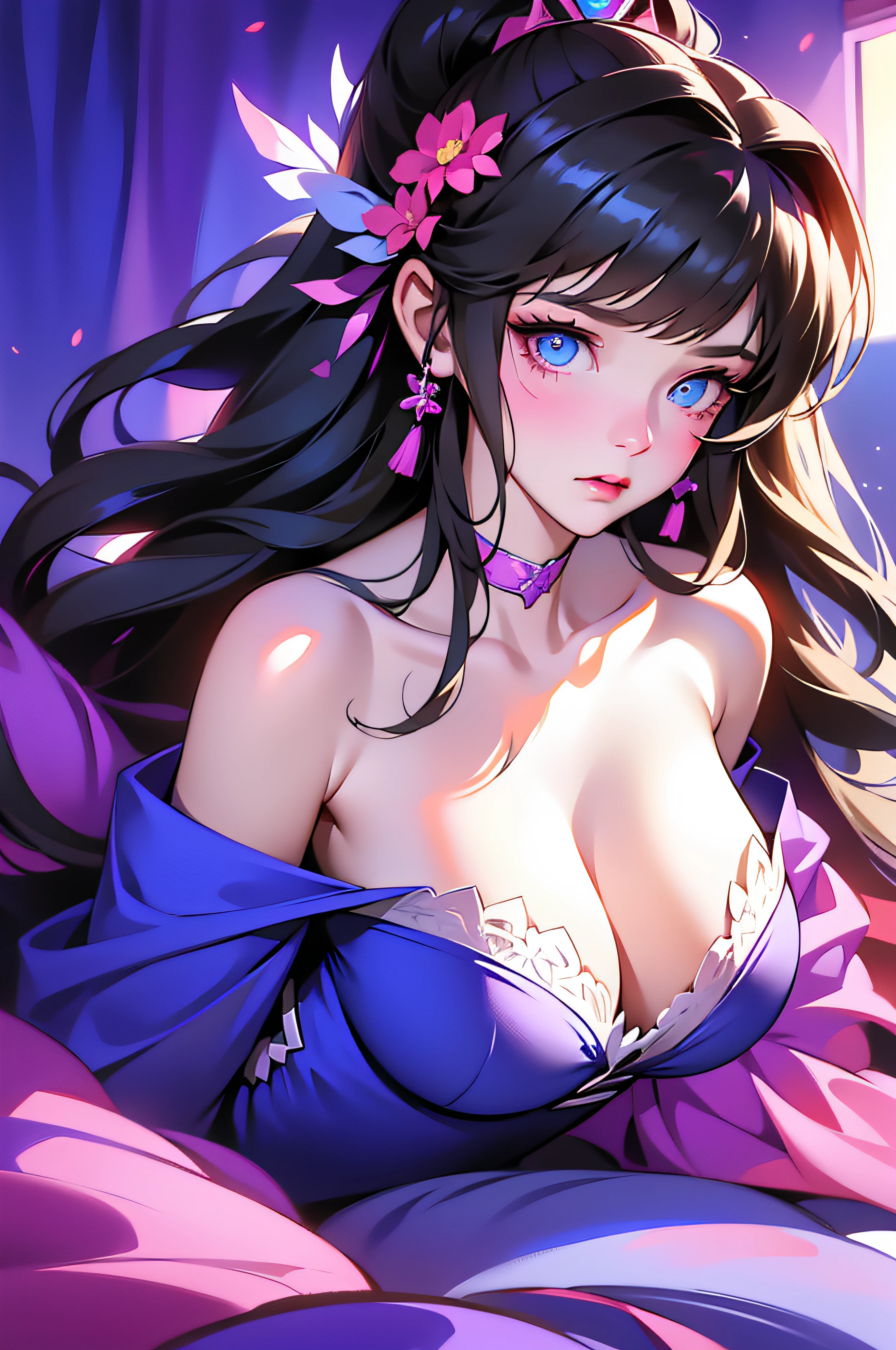 tmasterpiece，best qualtiy，8K，k hd，1girll，Human maiden，commiseration
d.va（Overwatch），ar old，ng，Chu Chu pitiful， gigantic cleavage breasts：1.3，Eyes sparkle，（glowing light eyes：1.233），sensual lingerie，（beautiful and detailed eye：1.1），Blushlush，on top of the bed，upper legs，（（（All_all  fours,  back to look back）））