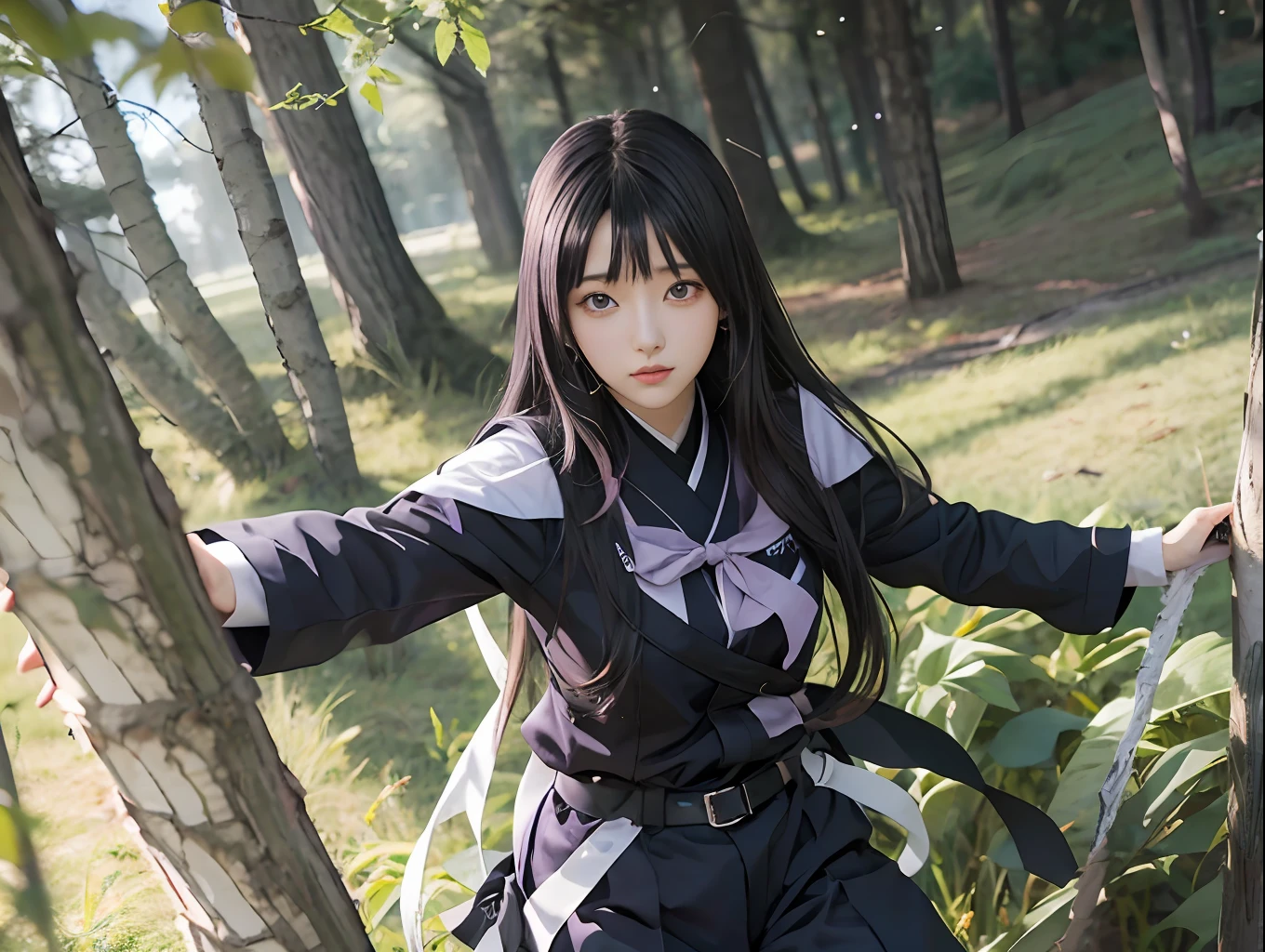 Hinata Hyuga,1 girl, beautiful girl,long hair,black hair, purple theme